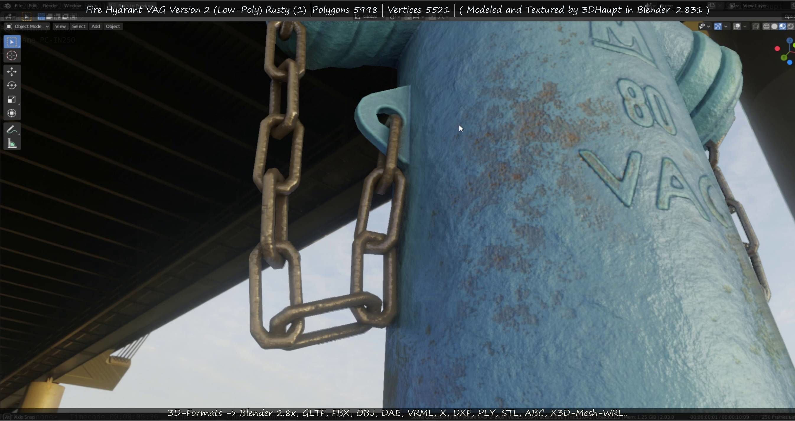  Blue Fire Hydrant VAG - Version 2 - Rusty 1 Low-poly 3D model_68