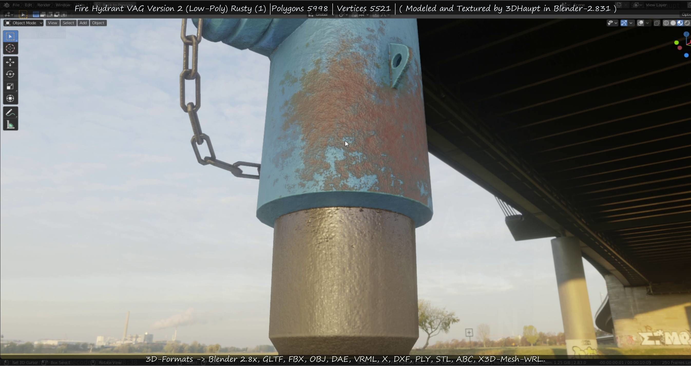  Blue Fire Hydrant VAG - Version 2 - Rusty 1 Low-poly 3D model_79