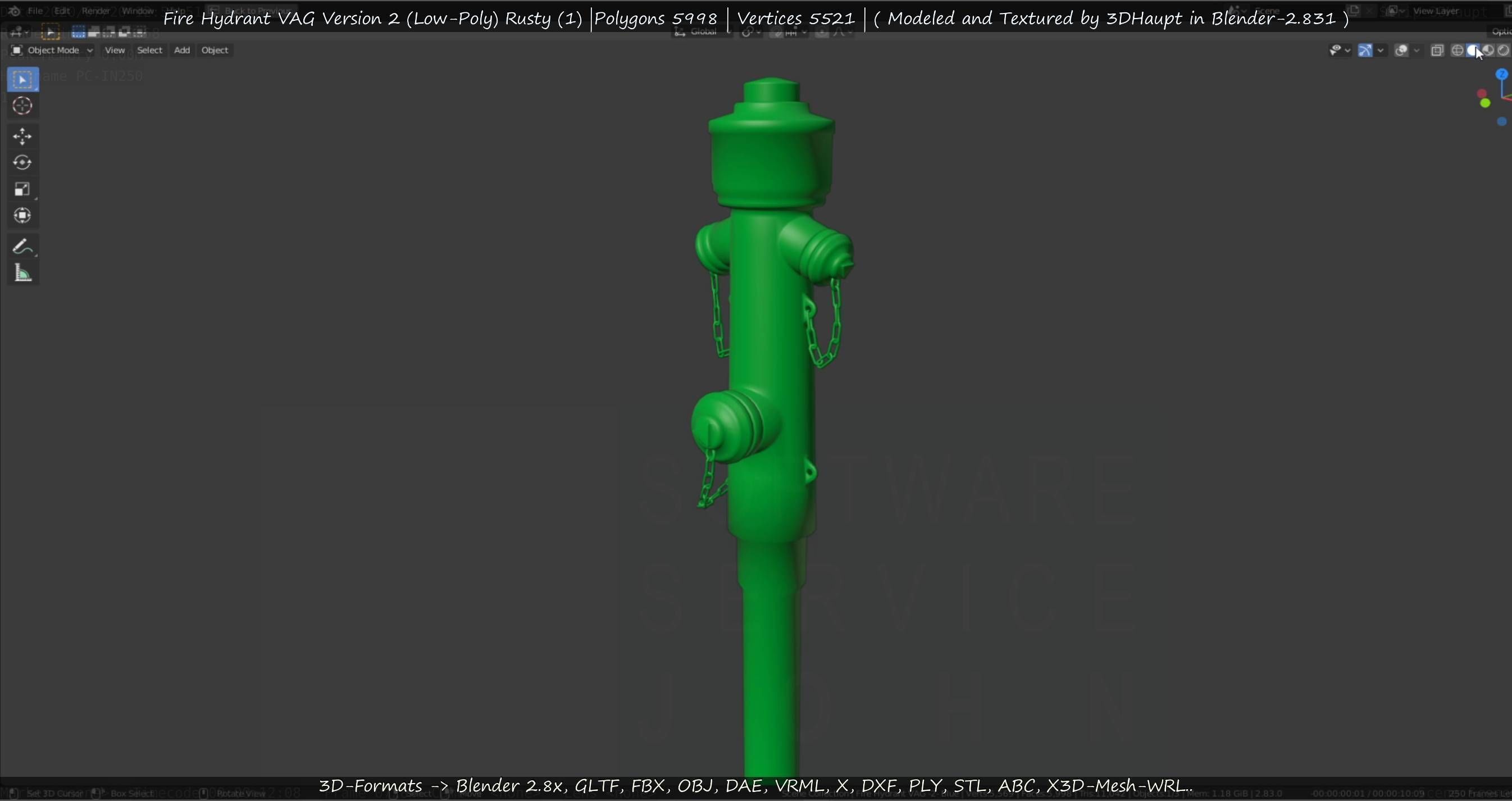  Blue Fire Hydrant VAG - Version 2 - Rusty 1 Low-poly 3D model_94