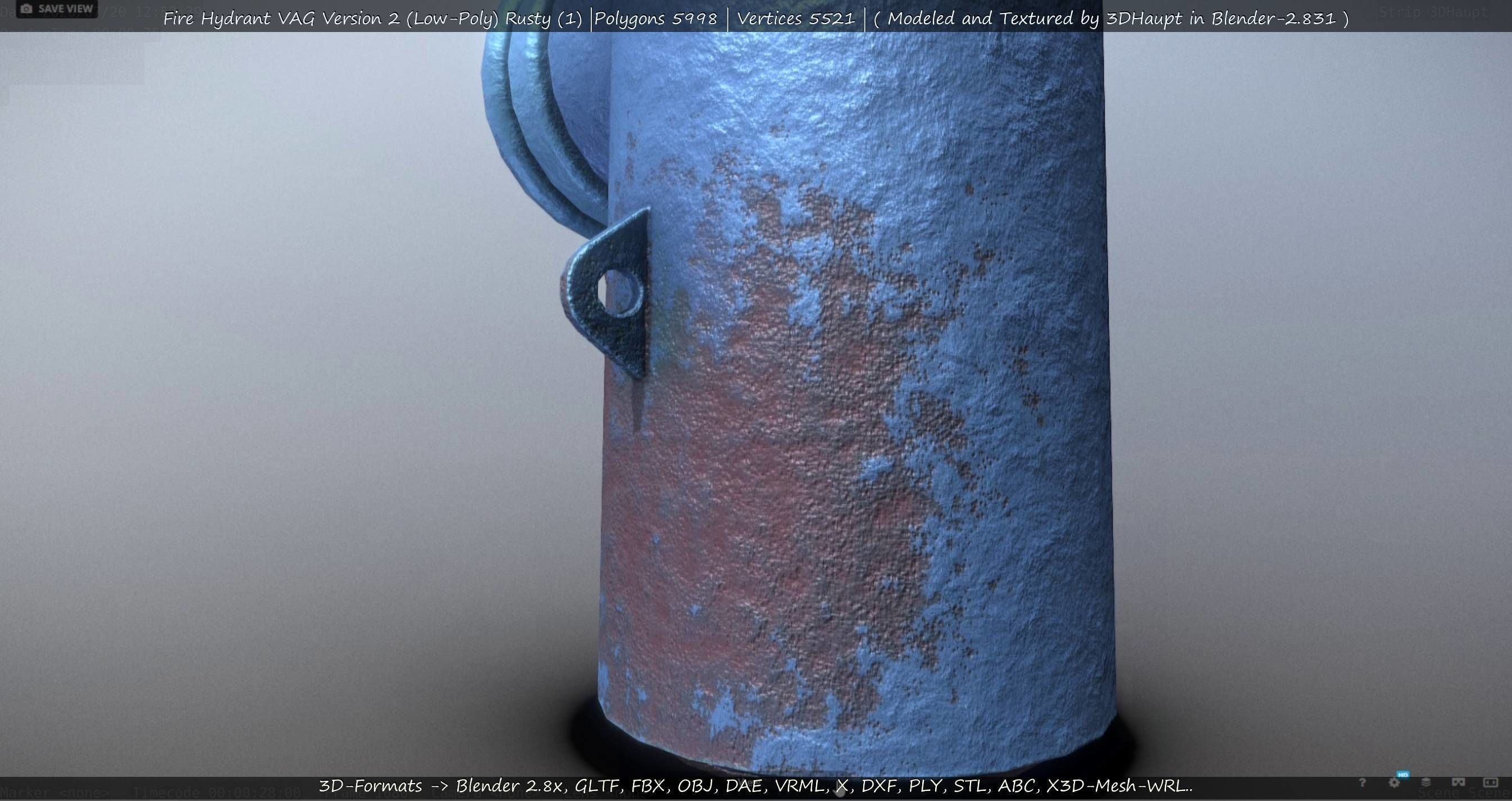  Blue Fire Hydrant VAG - Version 2 - Rusty 1 Low-poly 3D model_16