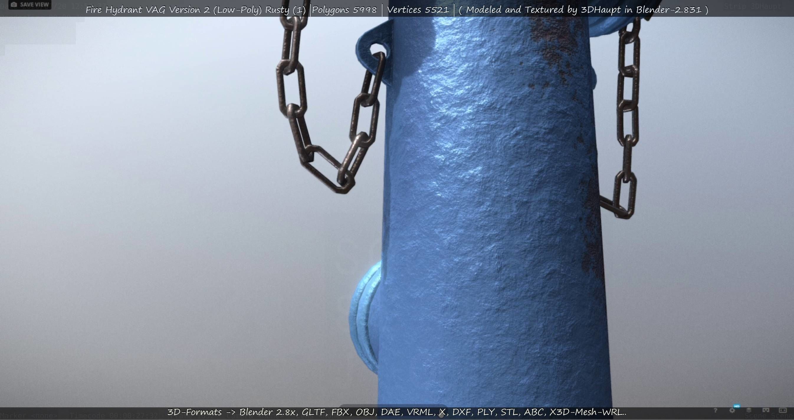  Blue Fire Hydrant VAG - Version 2 - Rusty 1 Low-poly 3D model_39