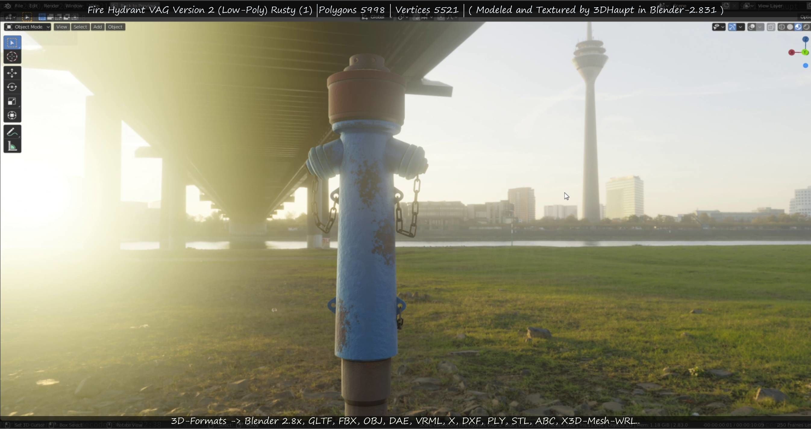  Blue Fire Hydrant VAG - Version 2 - Rusty 1 Low-poly 3D model_128