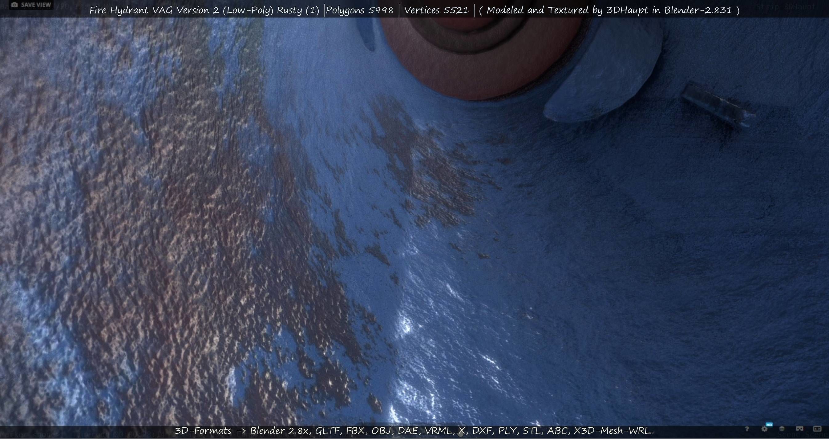  Blue Fire Hydrant VAG - Version 2 - Rusty 1 Low-poly 3D model_42