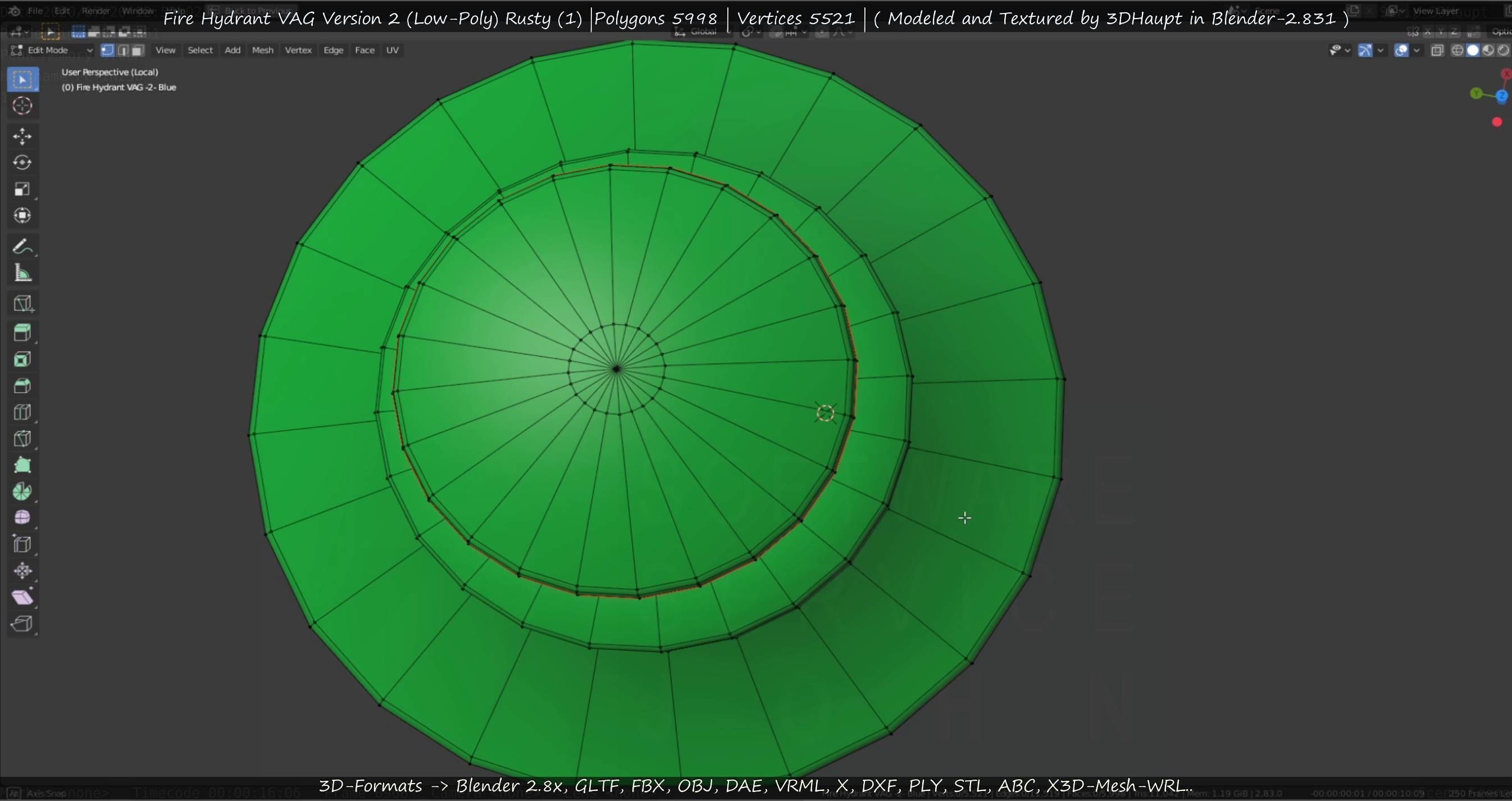  Blue Fire Hydrant VAG - Version 2 - Rusty 1 Low-poly 3D model_108