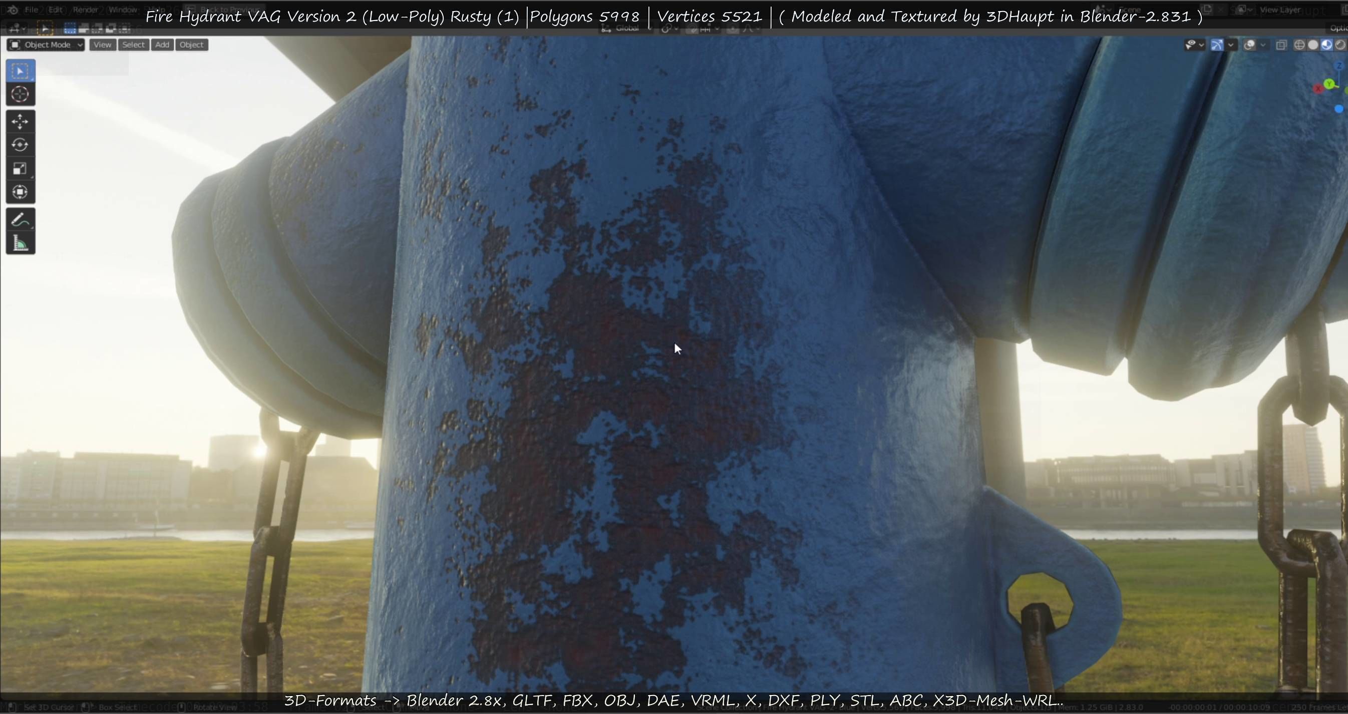  Blue Fire Hydrant VAG - Version 2 - Rusty 1 Low-poly 3D model_24