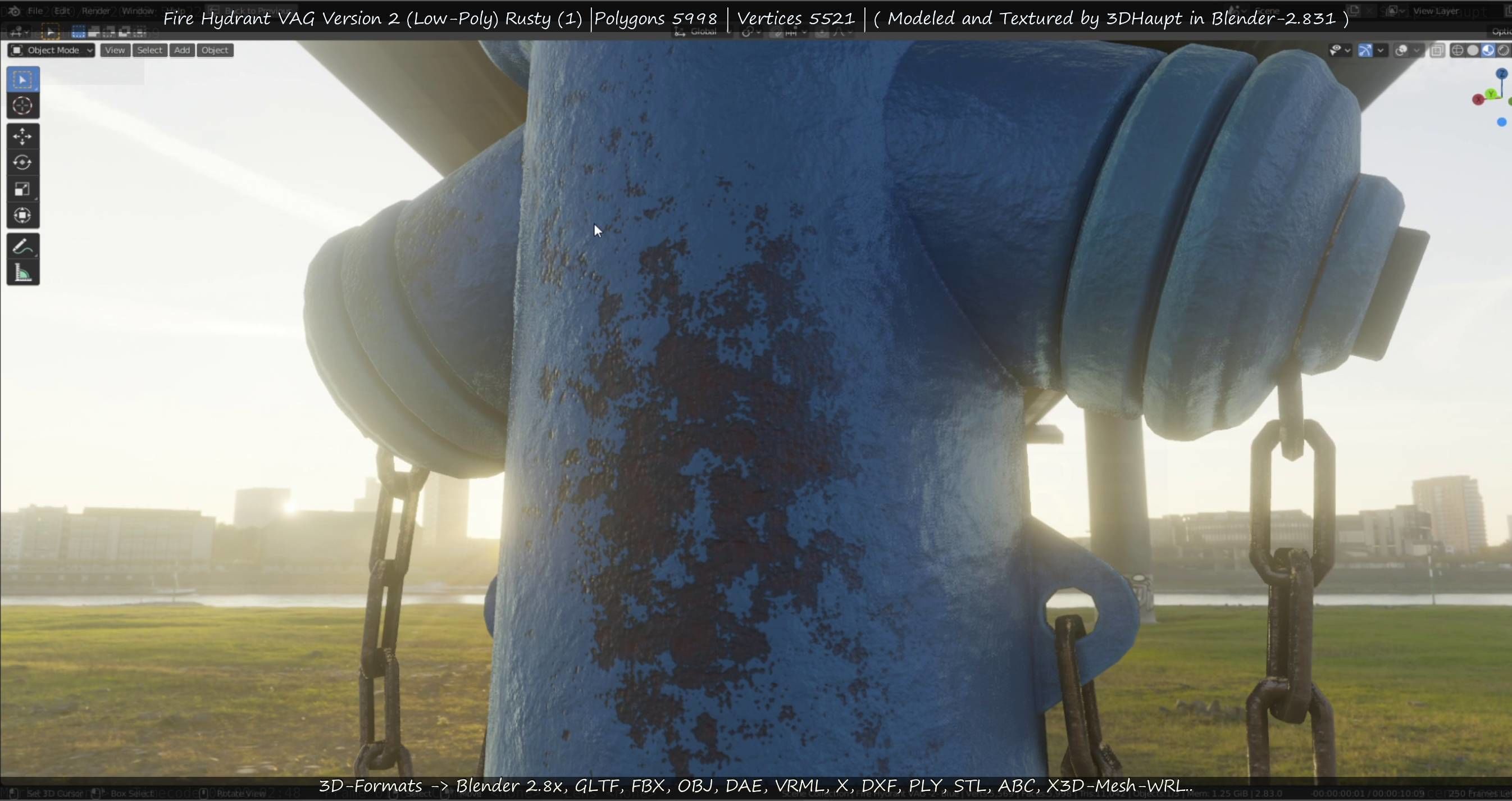  Blue Fire Hydrant VAG - Version 2 - Rusty 1 Low-poly 3D model_60