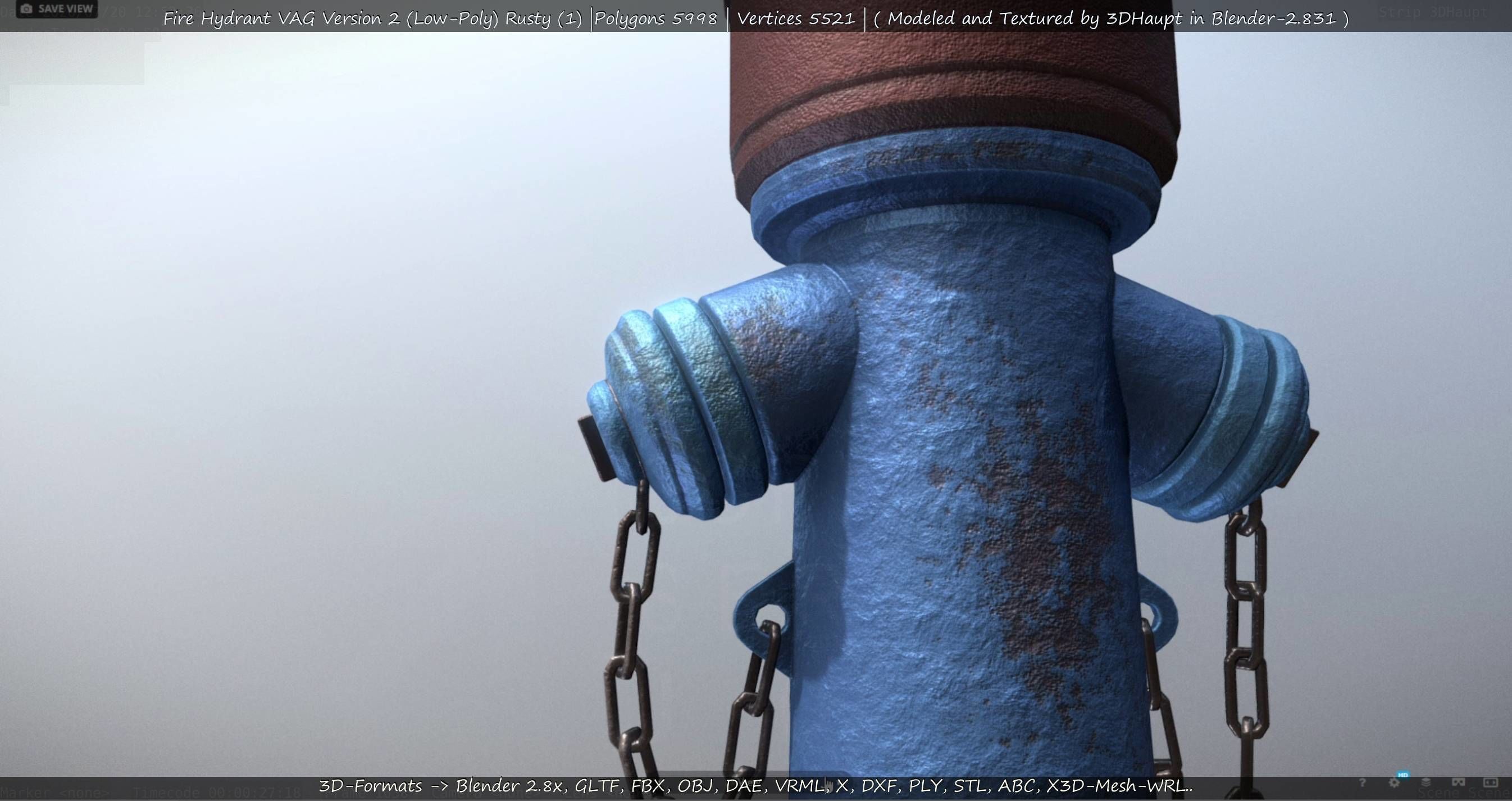  Blue Fire Hydrant VAG - Version 2 - Rusty 1 Low-poly 3D model_40