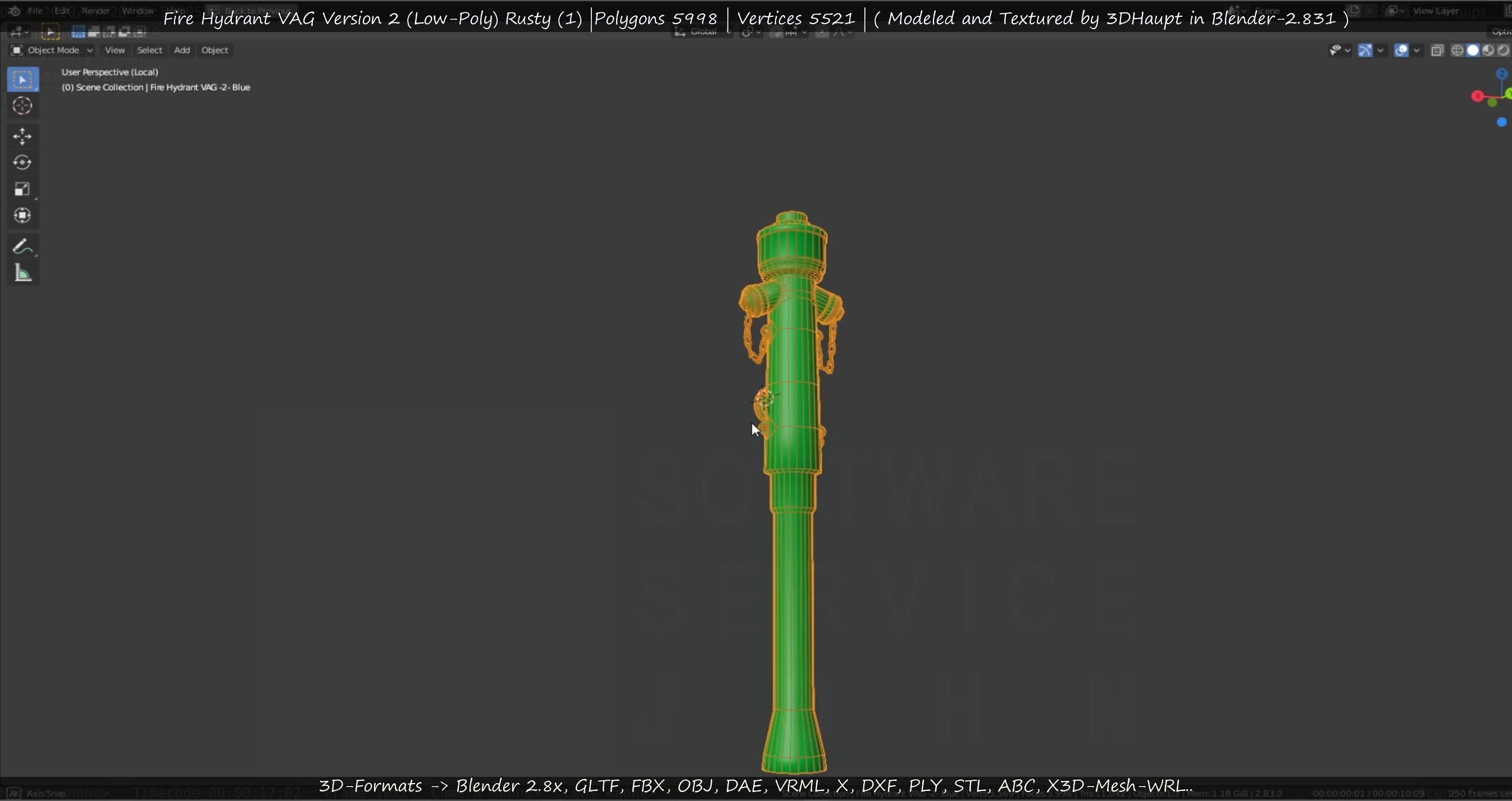  Blue Fire Hydrant VAG - Version 2 - Rusty 1 Low-poly 3D model_111