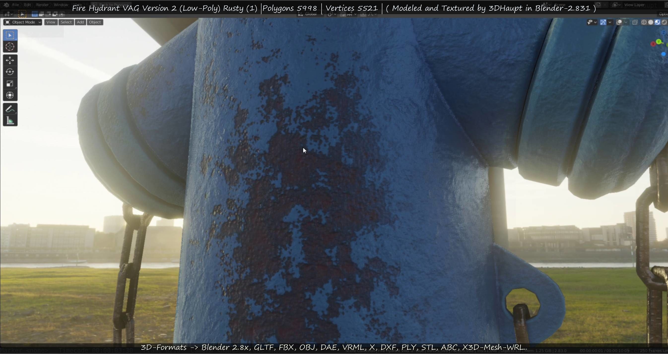  Blue Fire Hydrant VAG - Version 2 - Rusty 1 Low-poly 3D model_27