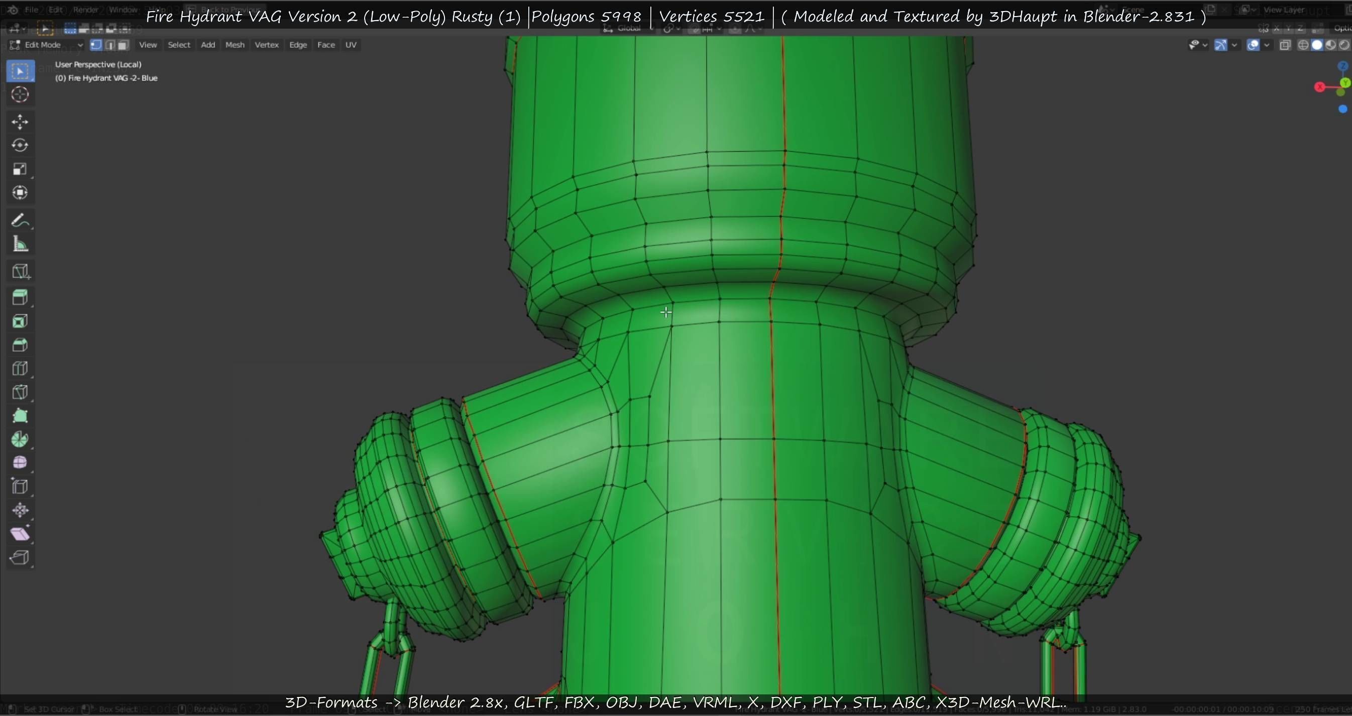  Blue Fire Hydrant VAG - Version 2 - Rusty 1 Low-poly 3D model_109