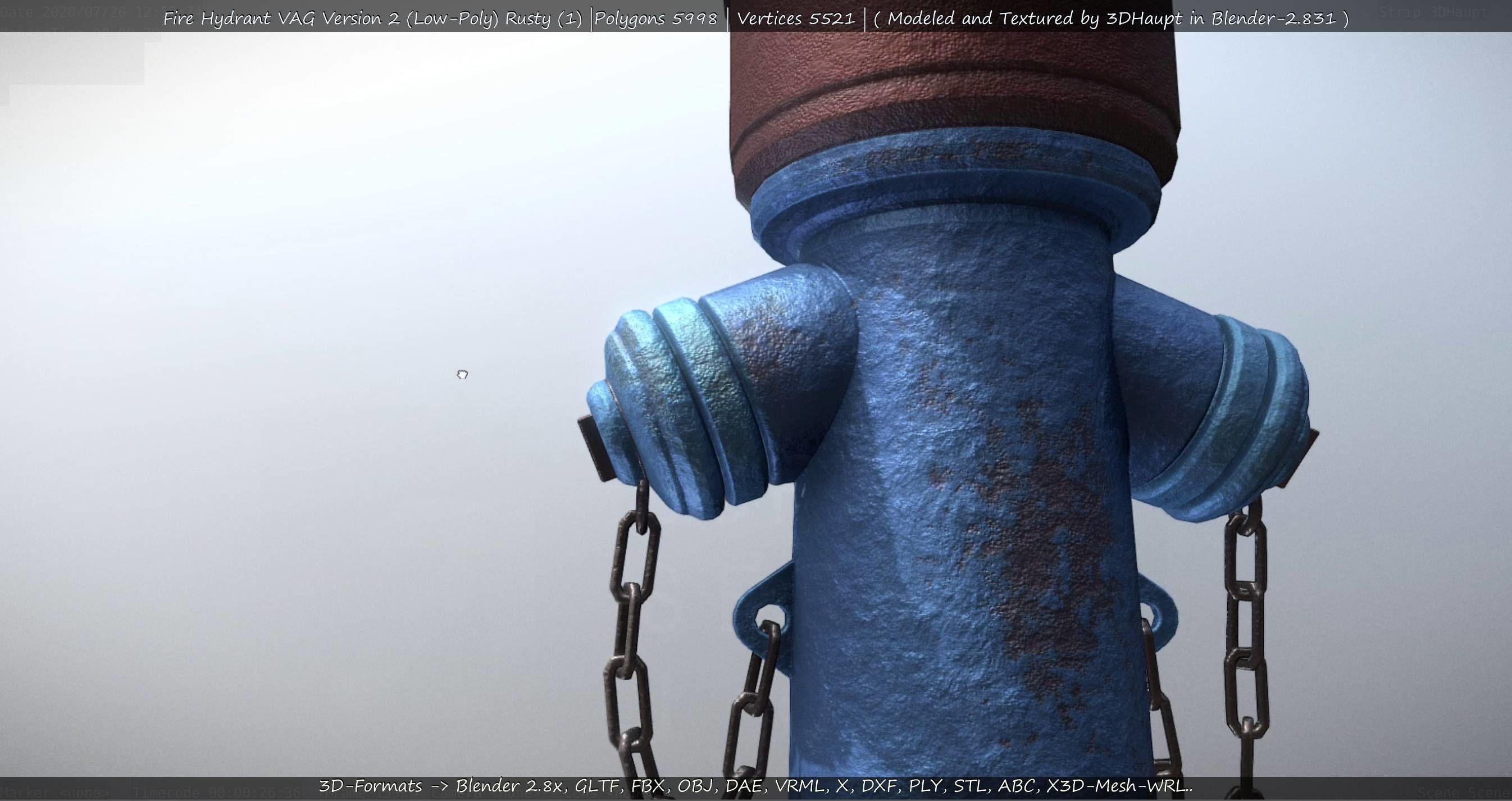  Blue Fire Hydrant VAG - Version 2 - Rusty 1 Low-poly 3D model_140