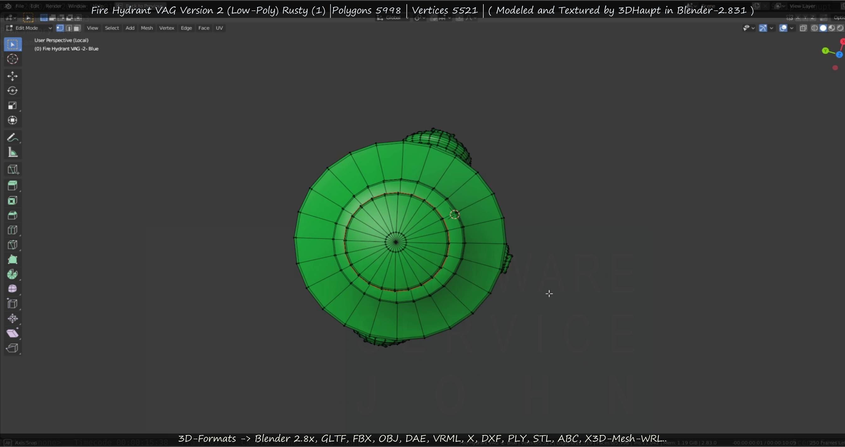  Blue Fire Hydrant VAG - Version 2 - Rusty 1 Low-poly 3D model_107