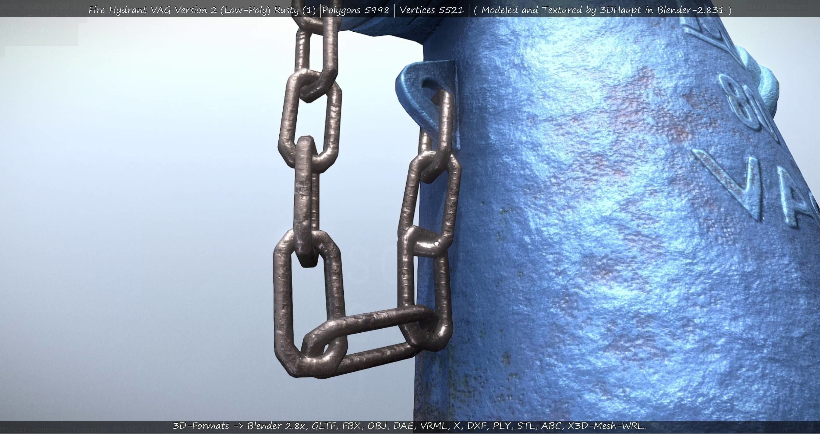  Blue Fire Hydrant VAG - Version 2 - Rusty 1 Low-poly 3D model_19