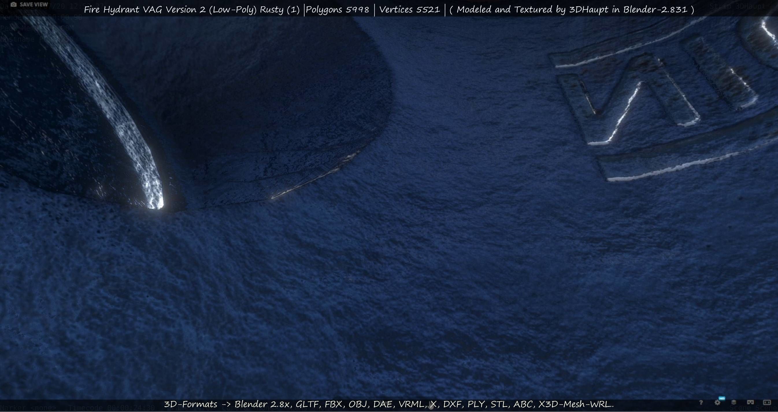  Blue Fire Hydrant VAG - Version 2 - Rusty 1 Low-poly 3D model_134