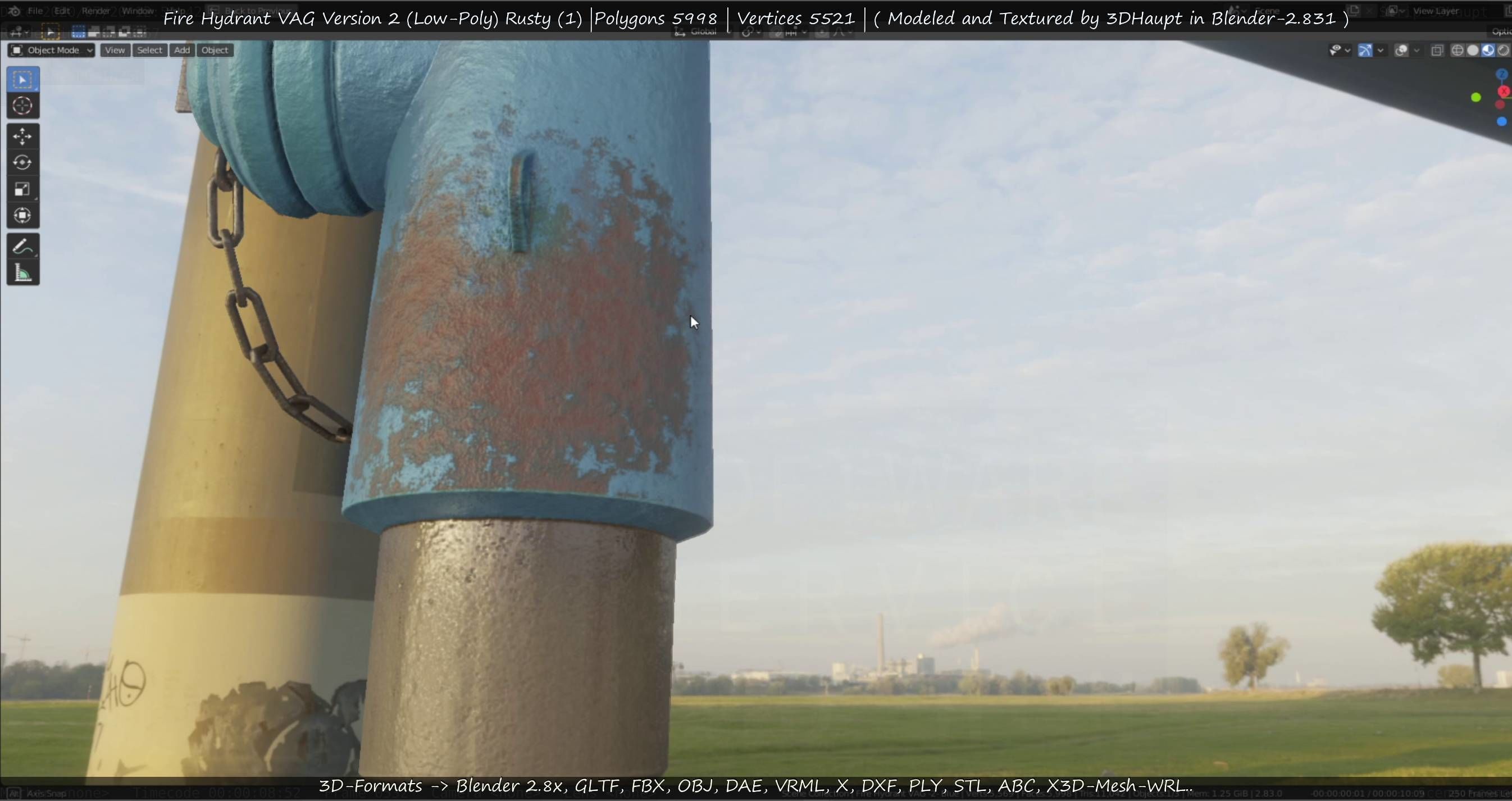  Blue Fire Hydrant VAG - Version 2 - Rusty 1 Low-poly 3D model_84