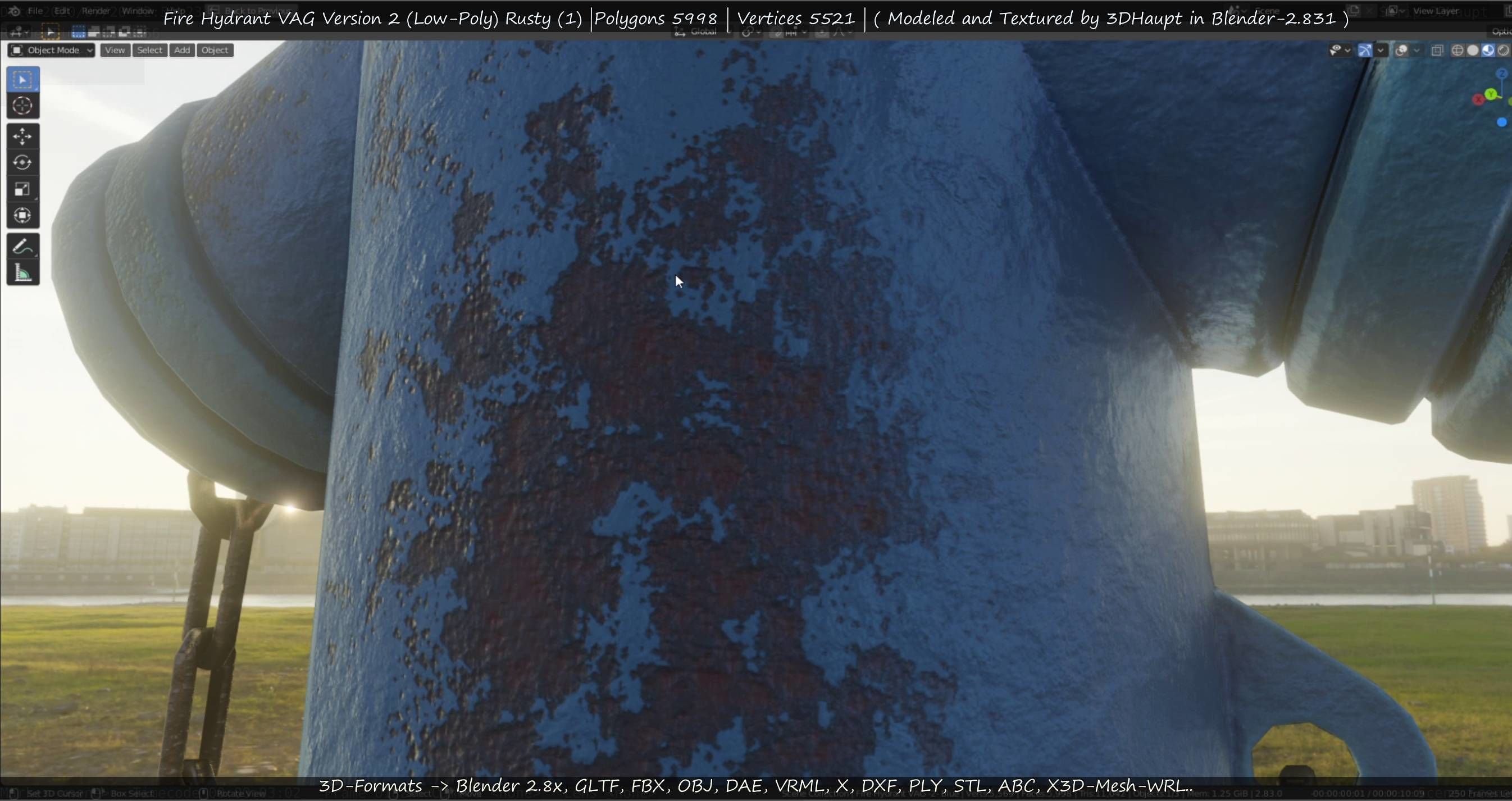  Blue Fire Hydrant VAG - Version 2 - Rusty 1 Low-poly 3D model_61