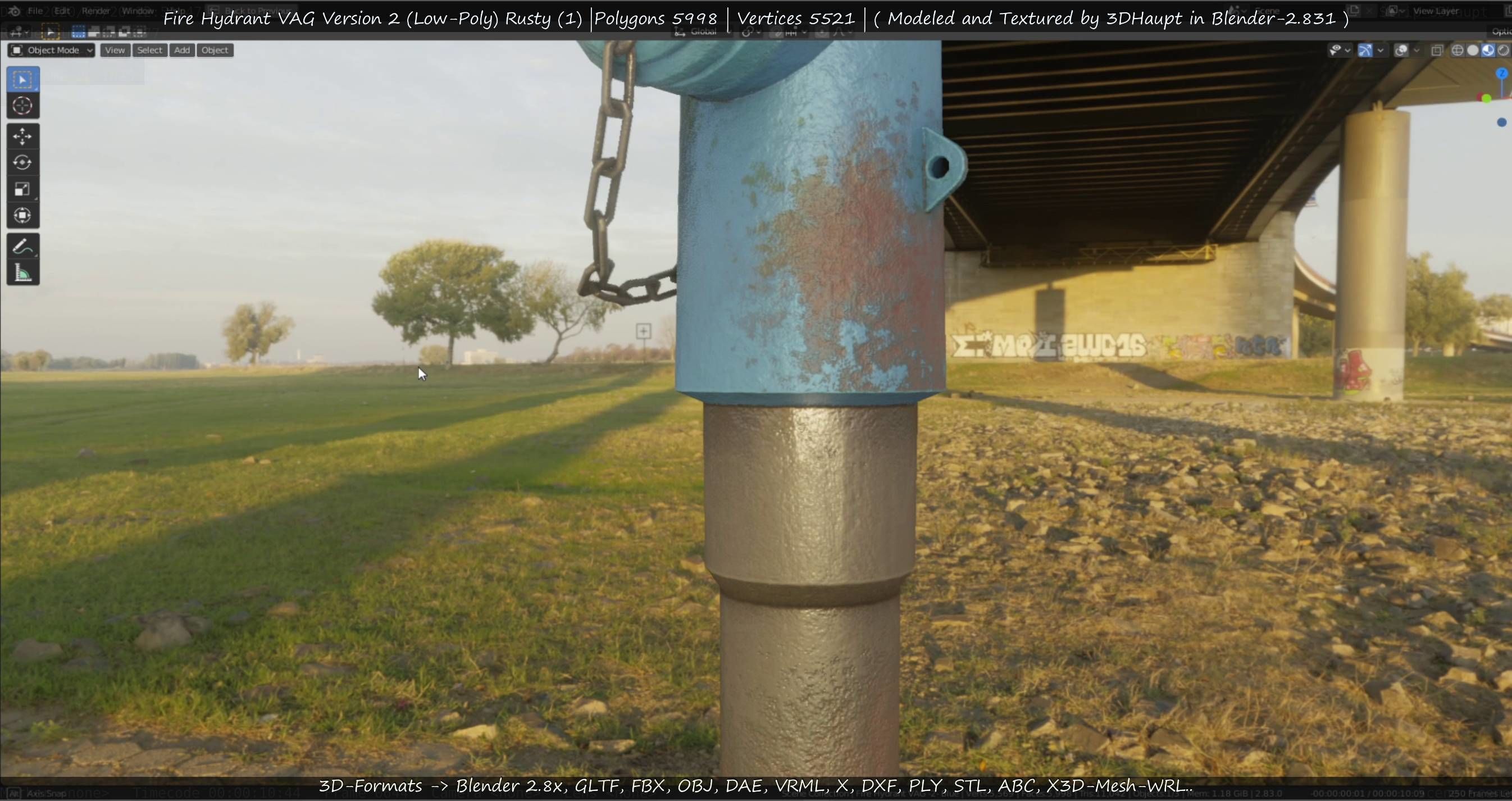  Blue Fire Hydrant VAG - Version 2 - Rusty 1 Low-poly 3D model_89