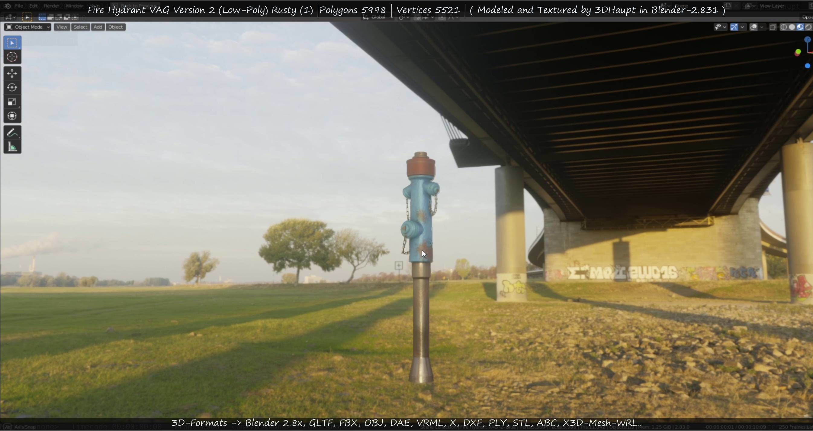  Blue Fire Hydrant VAG - Version 2 - Rusty 1 Low-poly 3D model_54