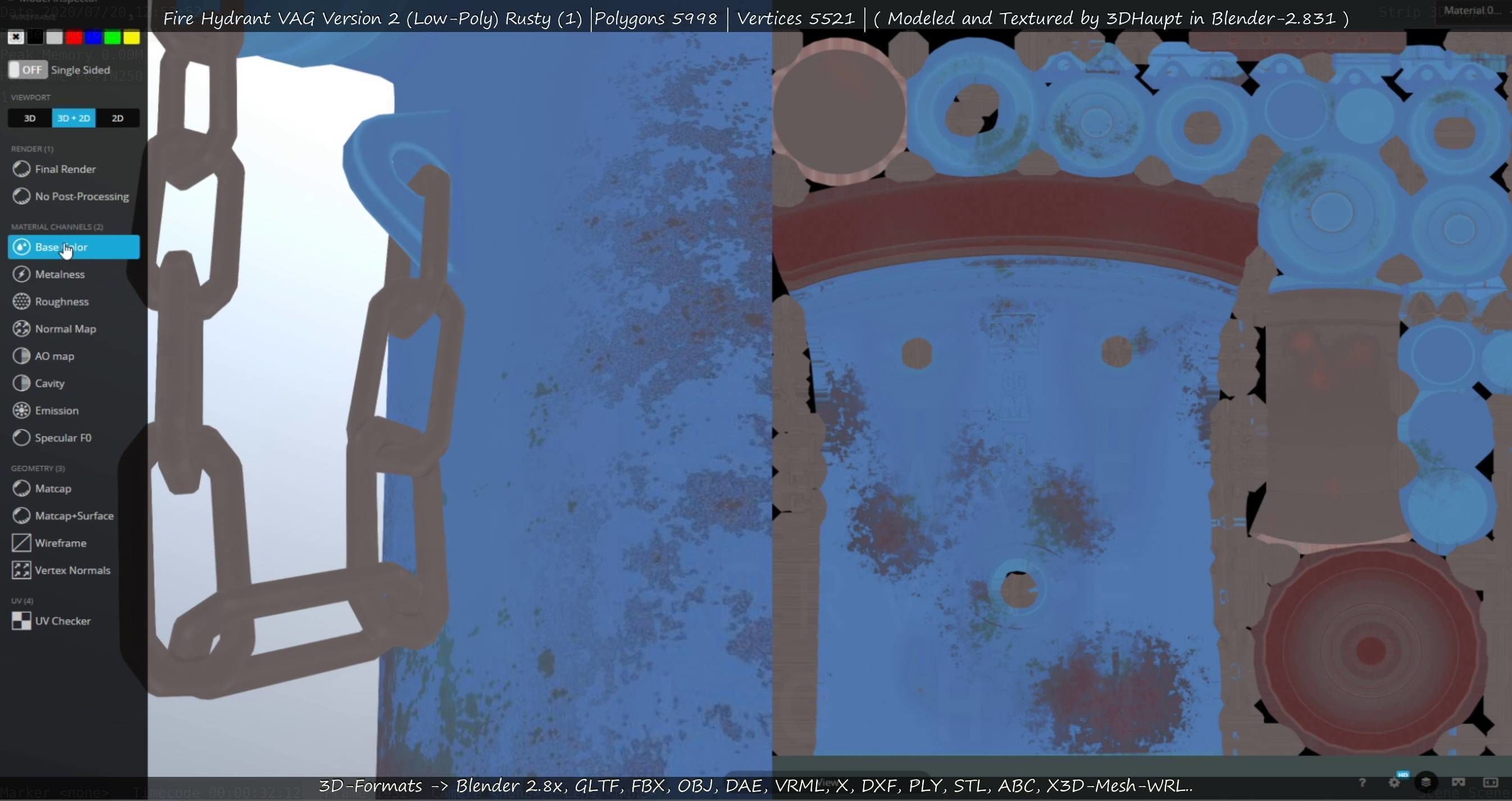  Blue Fire Hydrant VAG - Version 2 - Rusty 1 Low-poly 3D model_44