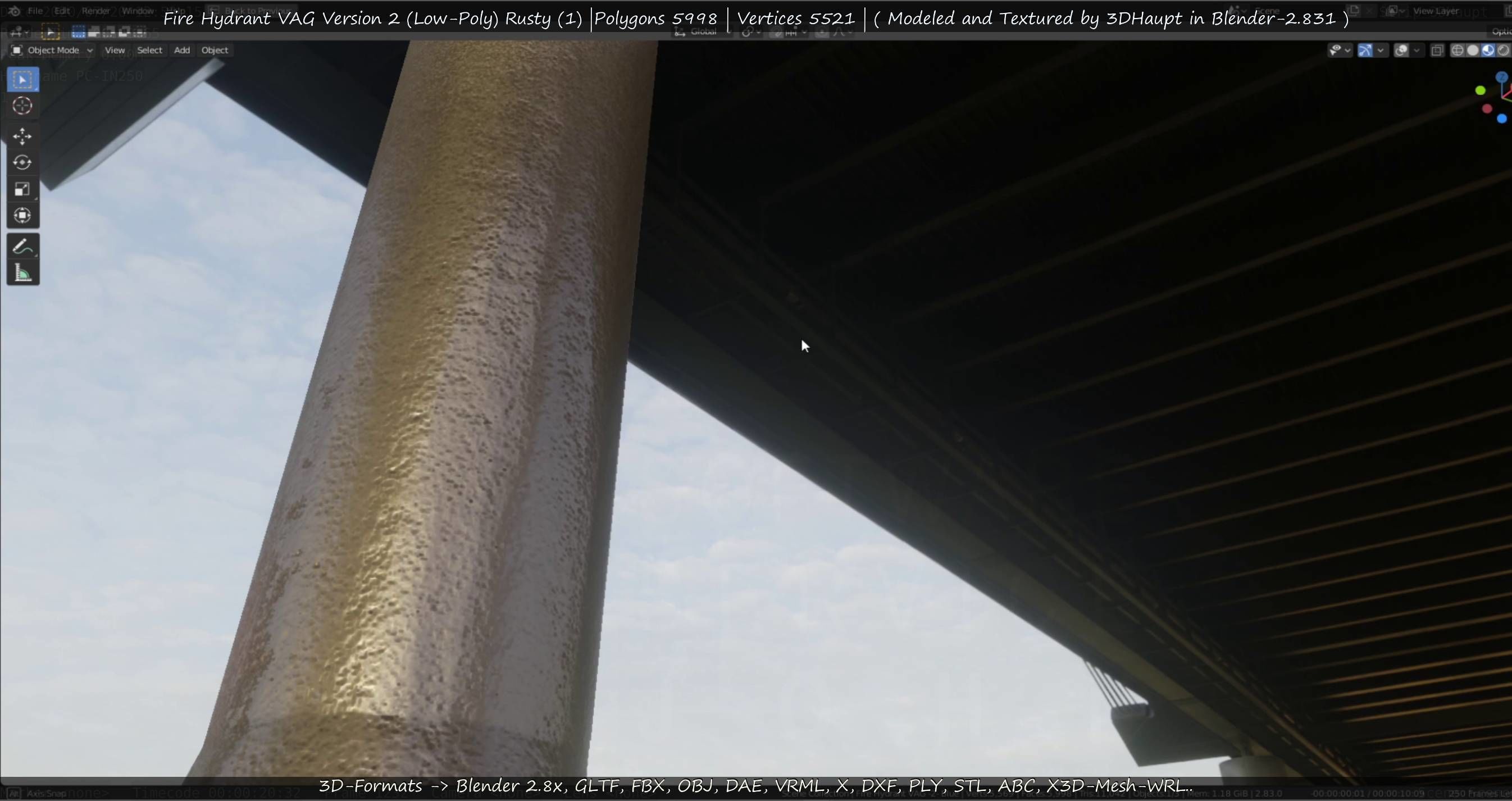  Blue Fire Hydrant VAG - Version 2 - Rusty 1 Low-poly 3D model_46