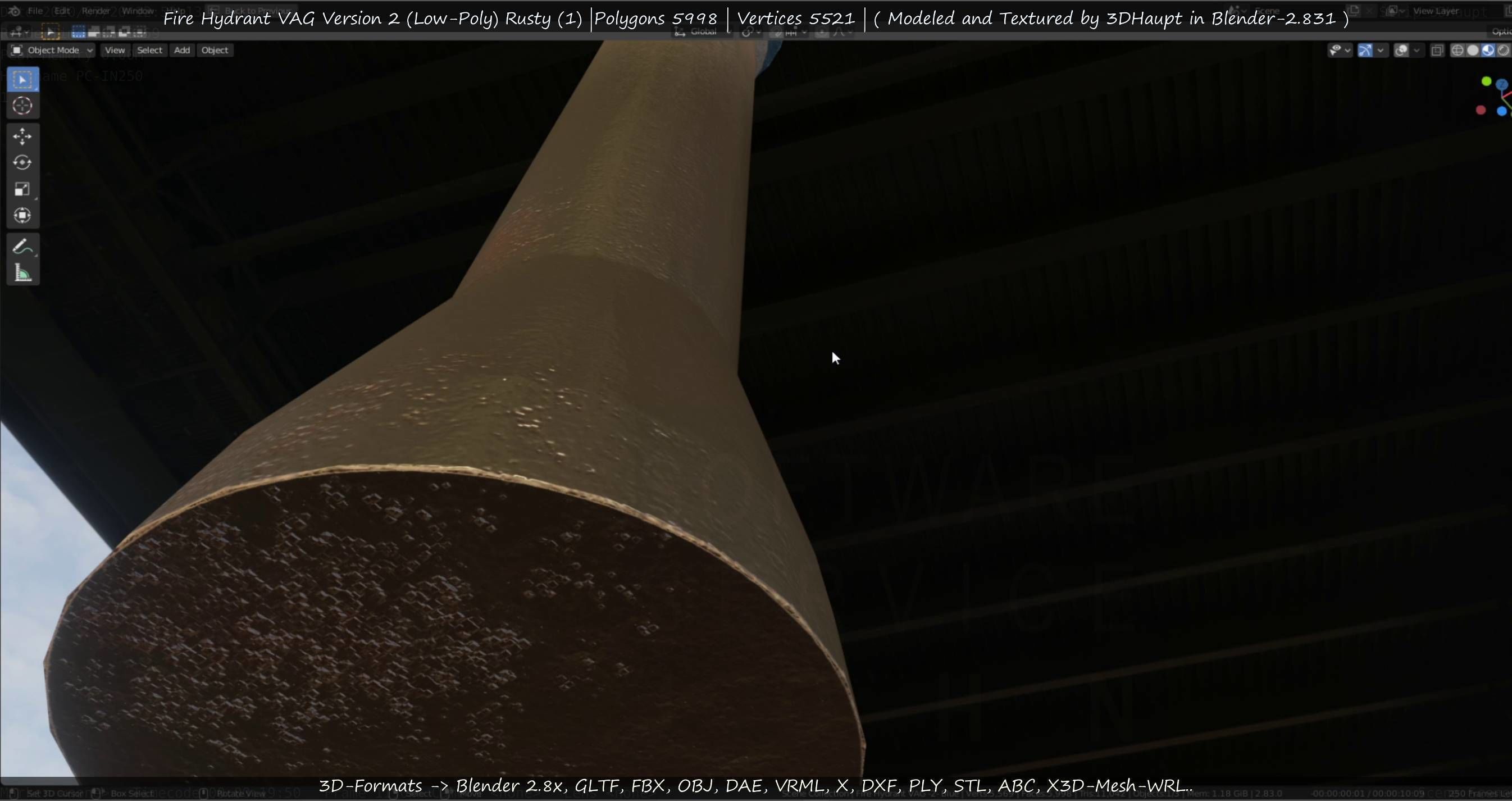  Blue Fire Hydrant VAG - Version 2 - Rusty 1 Low-poly 3D model_119