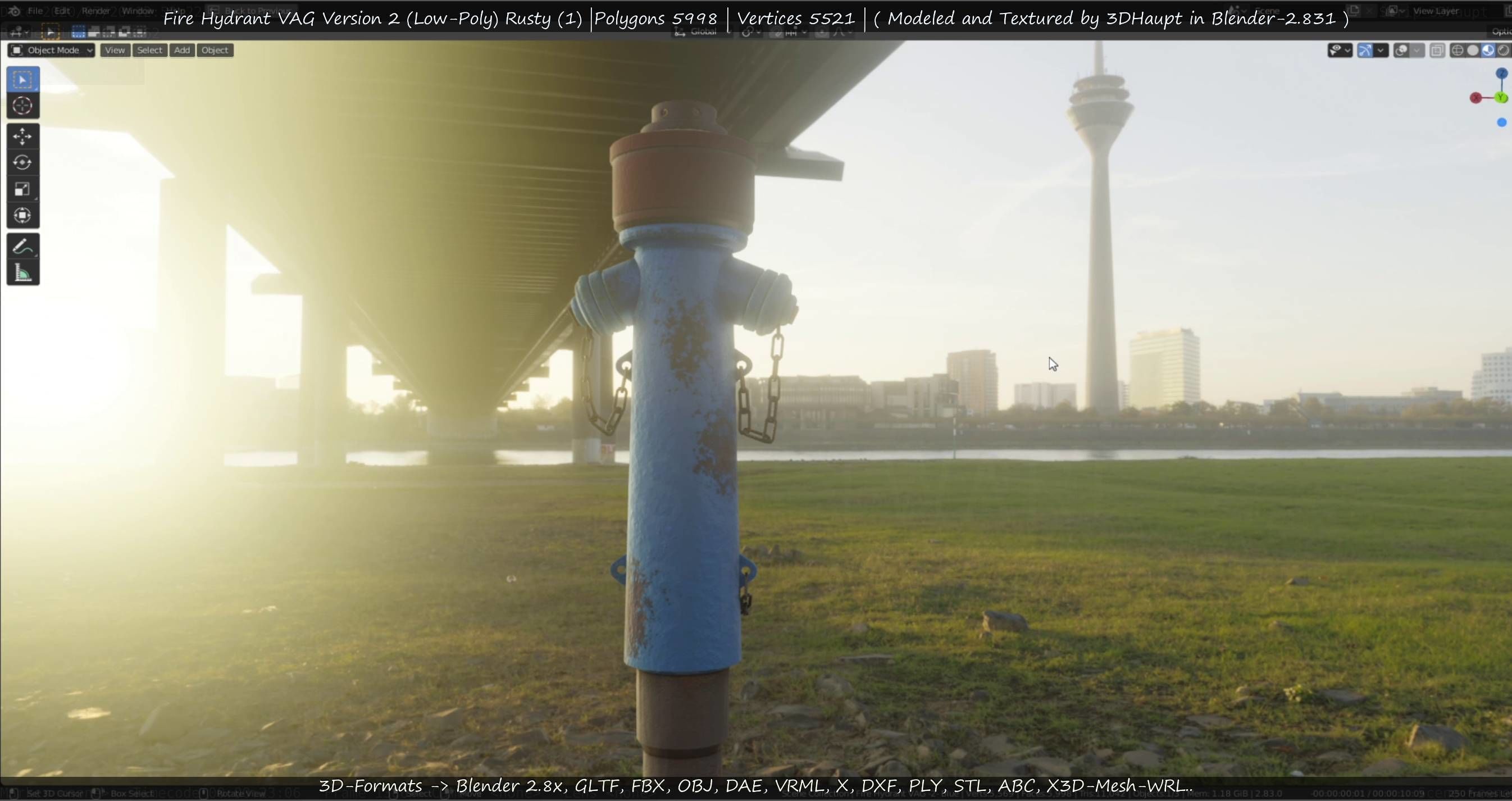  Blue Fire Hydrant VAG - Version 2 - Rusty 1 Low-poly 3D model_130