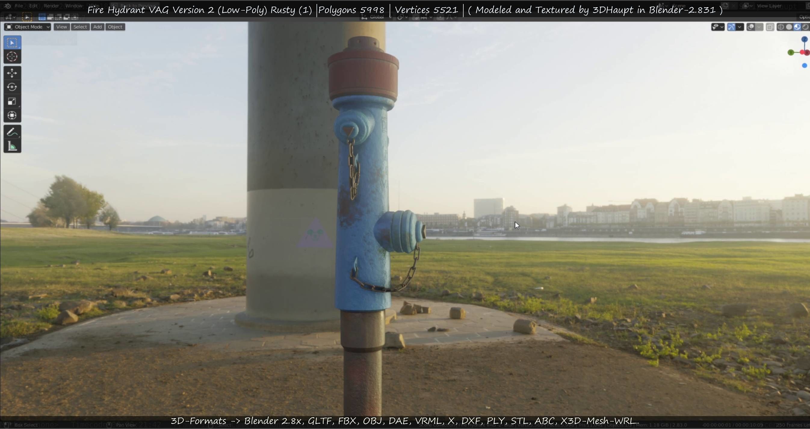  Blue Fire Hydrant VAG - Version 2 - Rusty 1 Low-poly 3D model_125