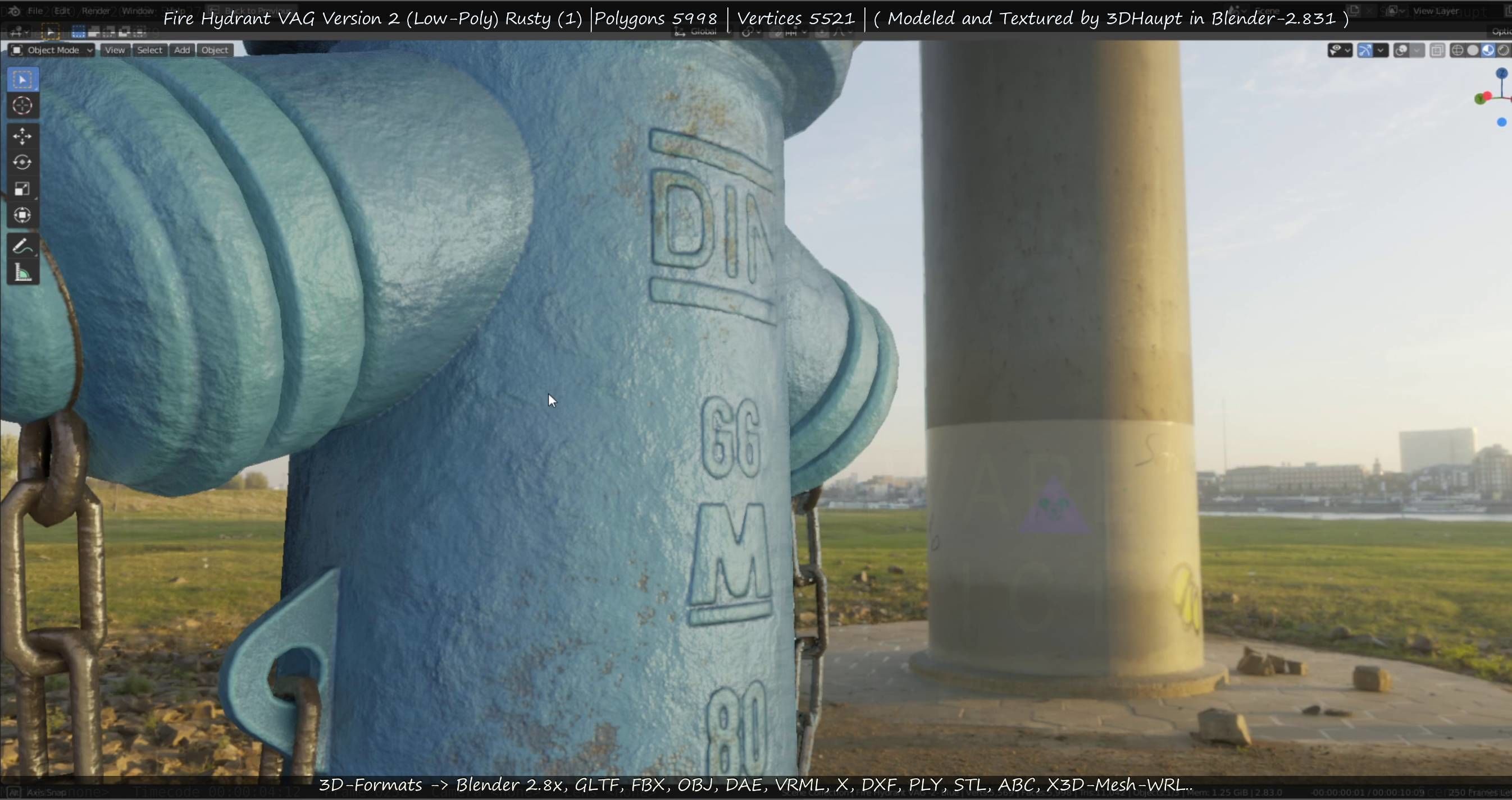  Blue Fire Hydrant VAG - Version 2 - Rusty 1 Low-poly 3D model_64