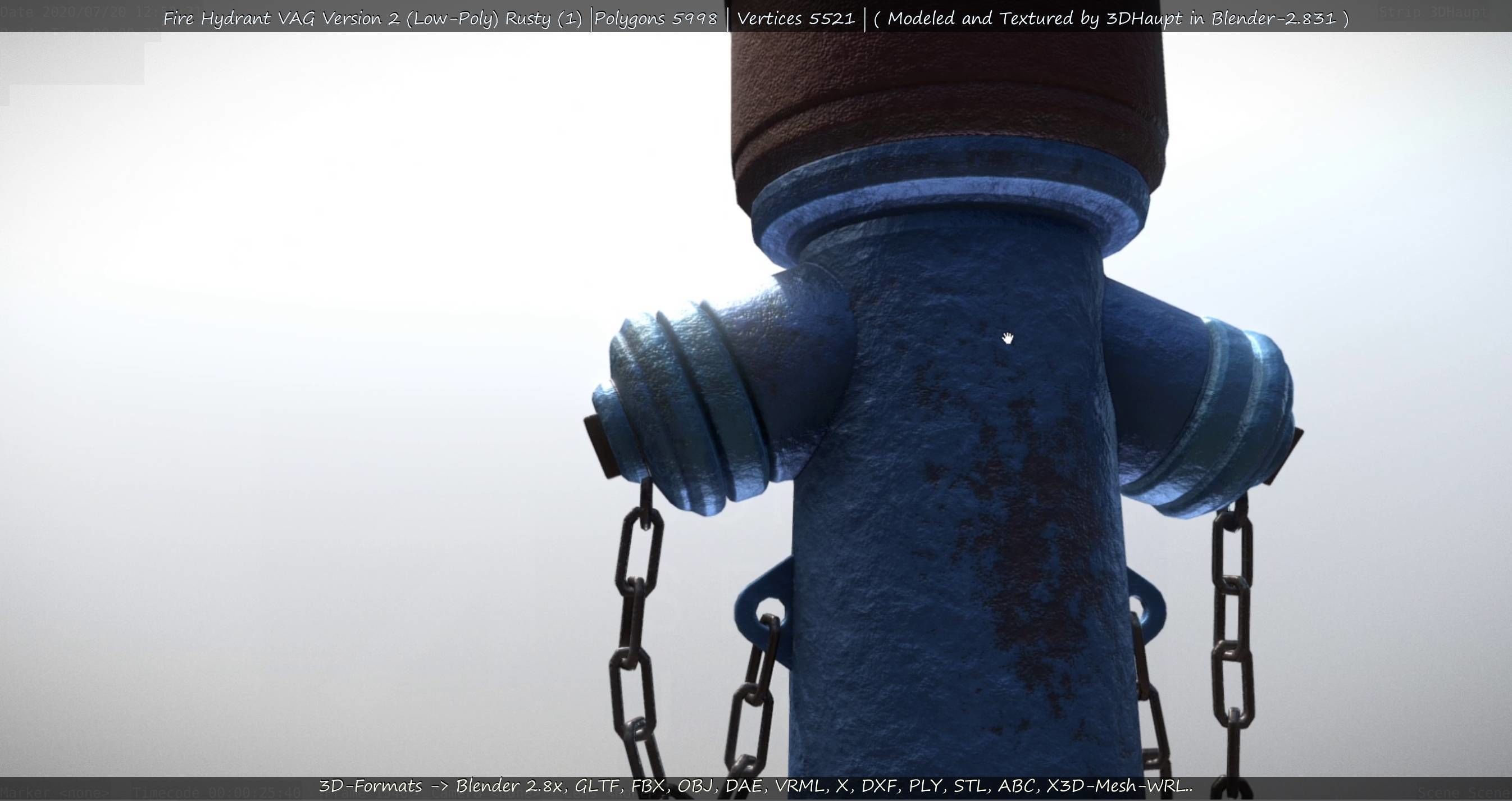  Blue Fire Hydrant VAG - Version 2 - Rusty 1 Low-poly 3D model_136