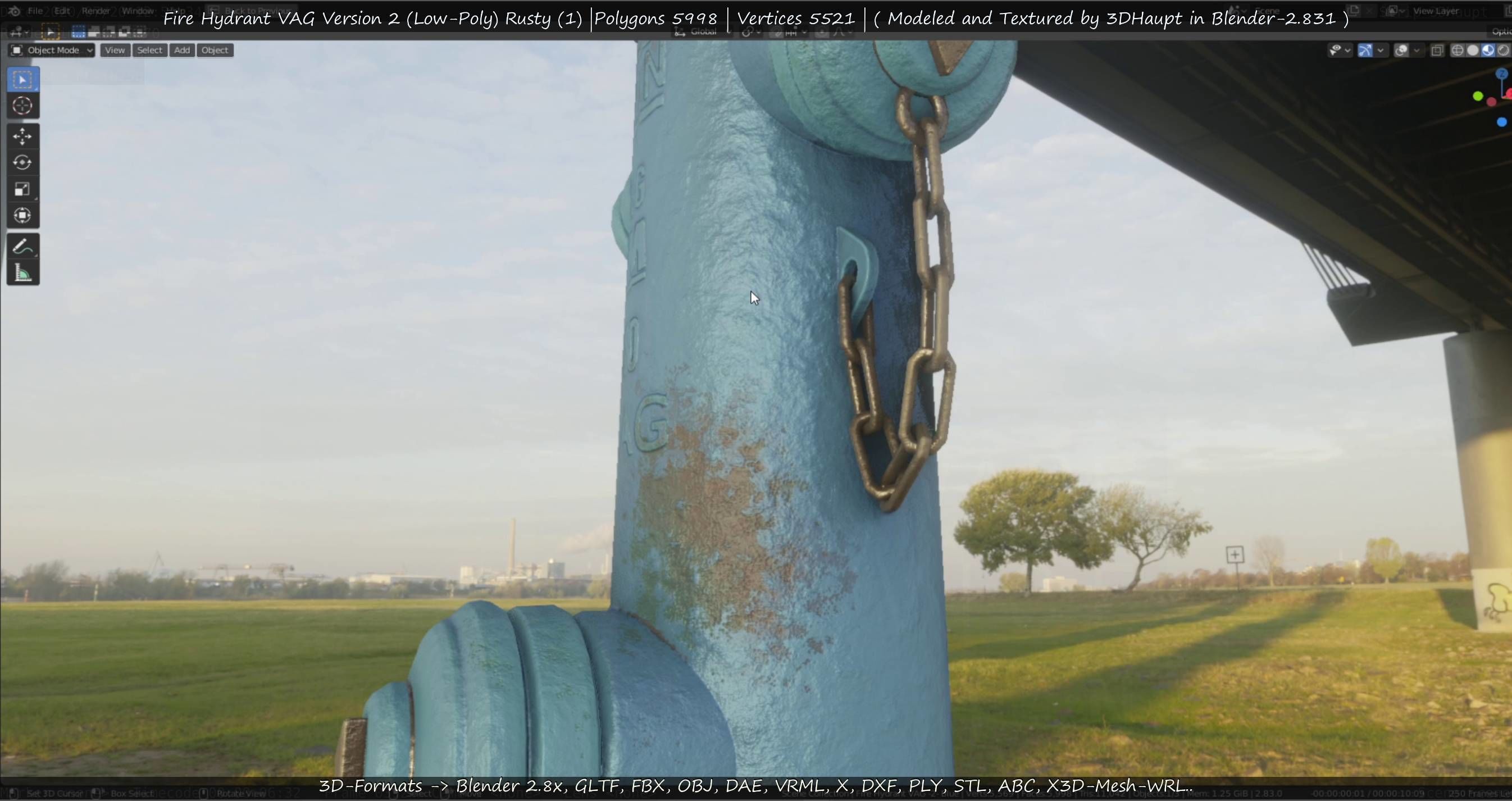  Blue Fire Hydrant VAG - Version 2 - Rusty 1 Low-poly 3D model_73