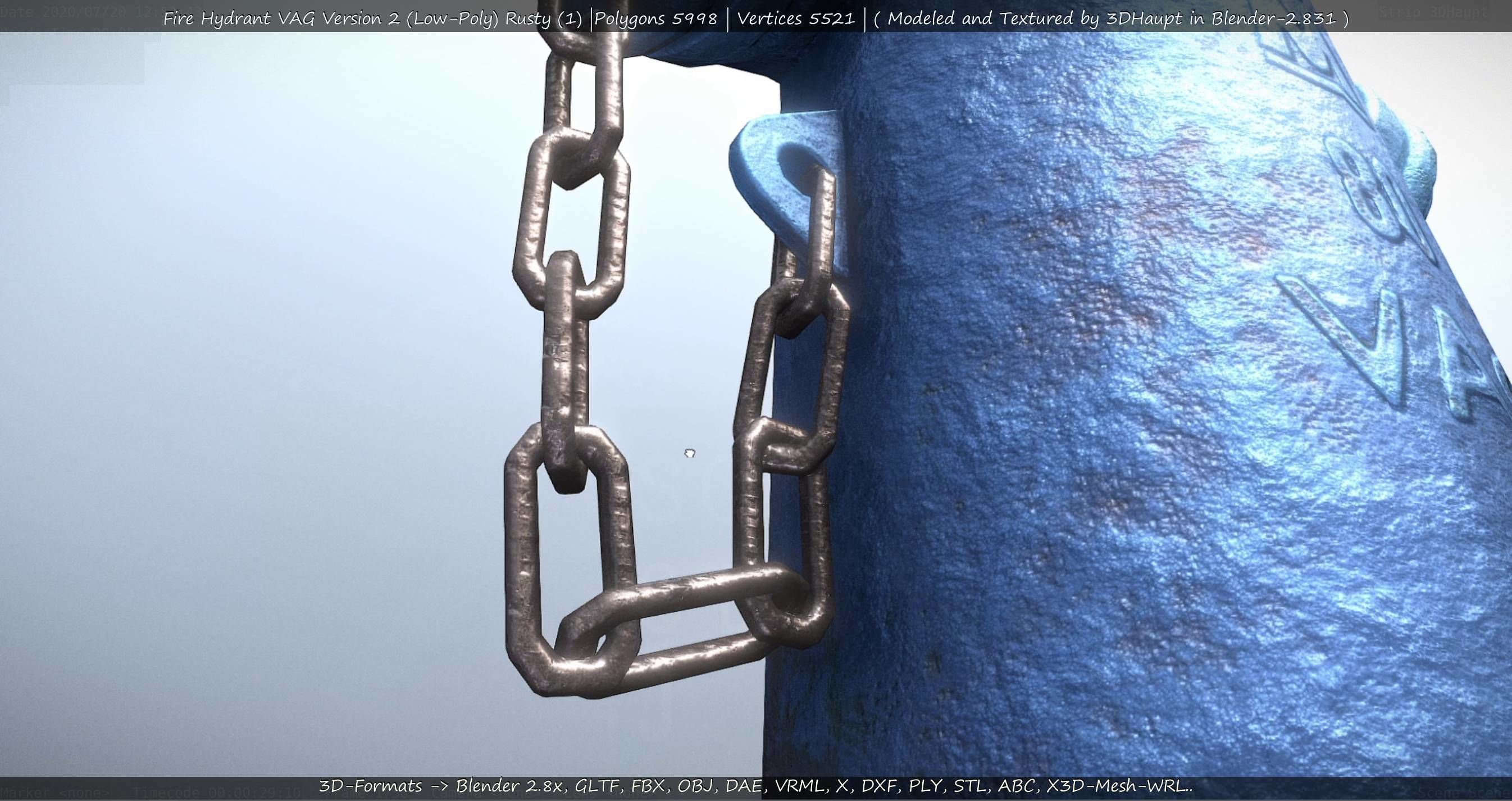  Blue Fire Hydrant VAG - Version 2 - Rusty 1 Low-poly 3D model_20