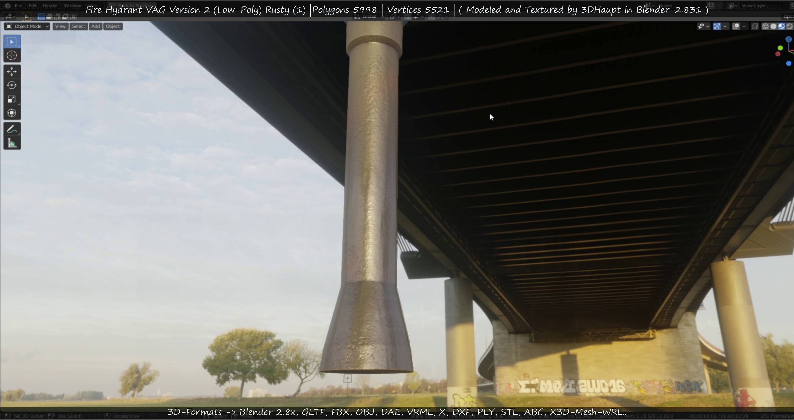  Blue Fire Hydrant VAG - Version 2 - Rusty 1 Low-poly 3D model_41