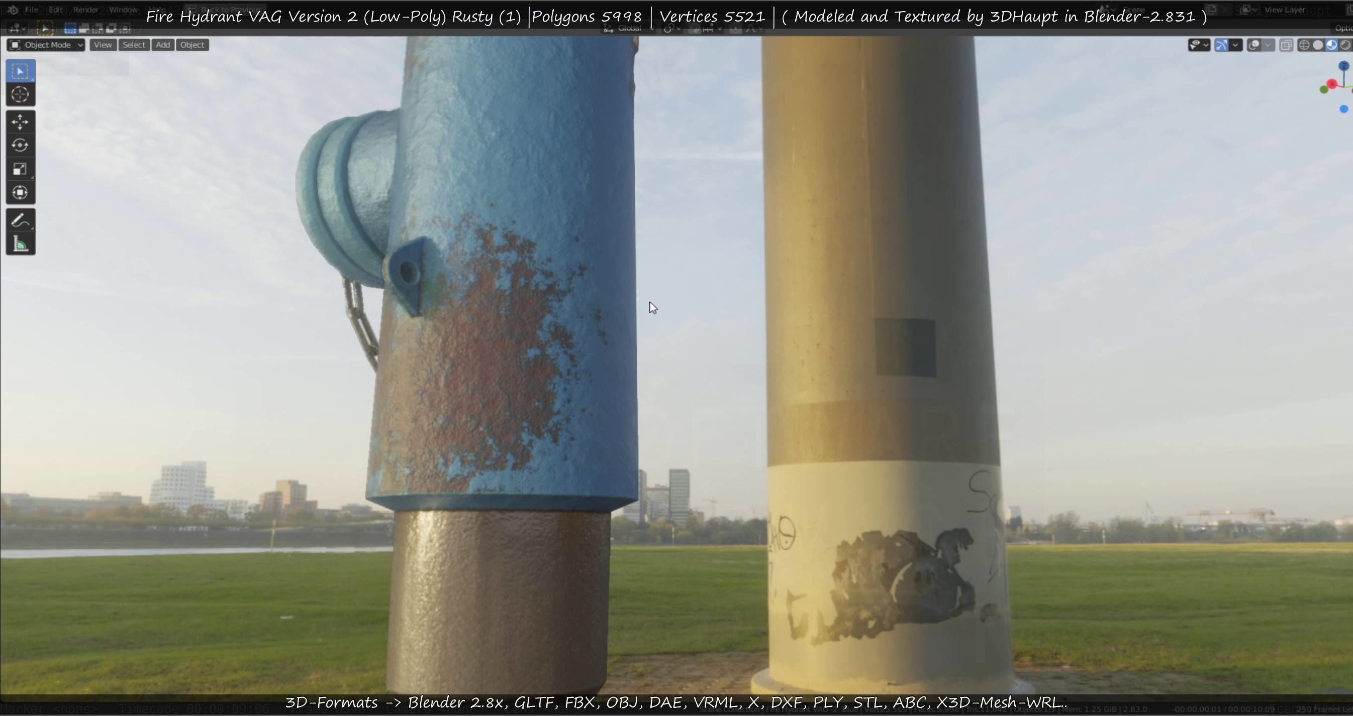  Blue Fire Hydrant VAG - Version 2 - Rusty 1 Low-poly 3D model_80