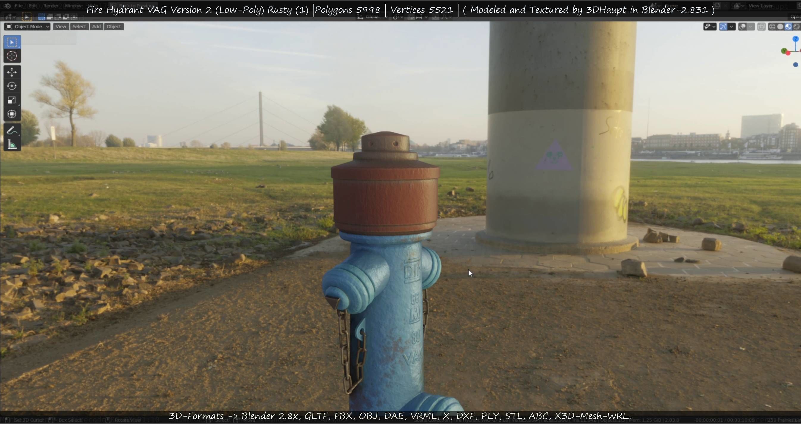  Blue Fire Hydrant VAG - Version 2 - Rusty 1 Low-poly 3D model_59