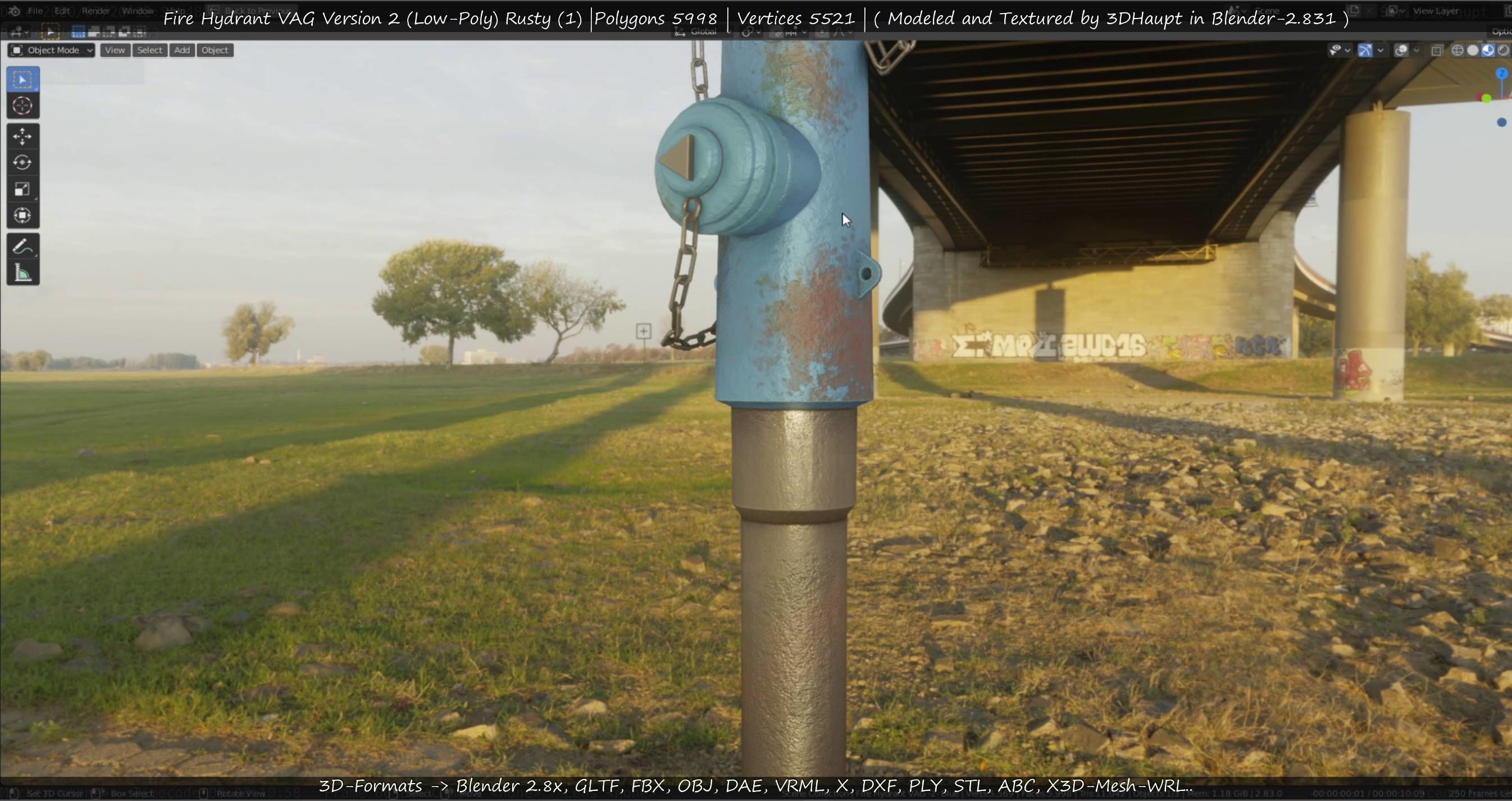  Blue Fire Hydrant VAG - Version 2 - Rusty 1 Low-poly 3D model_88