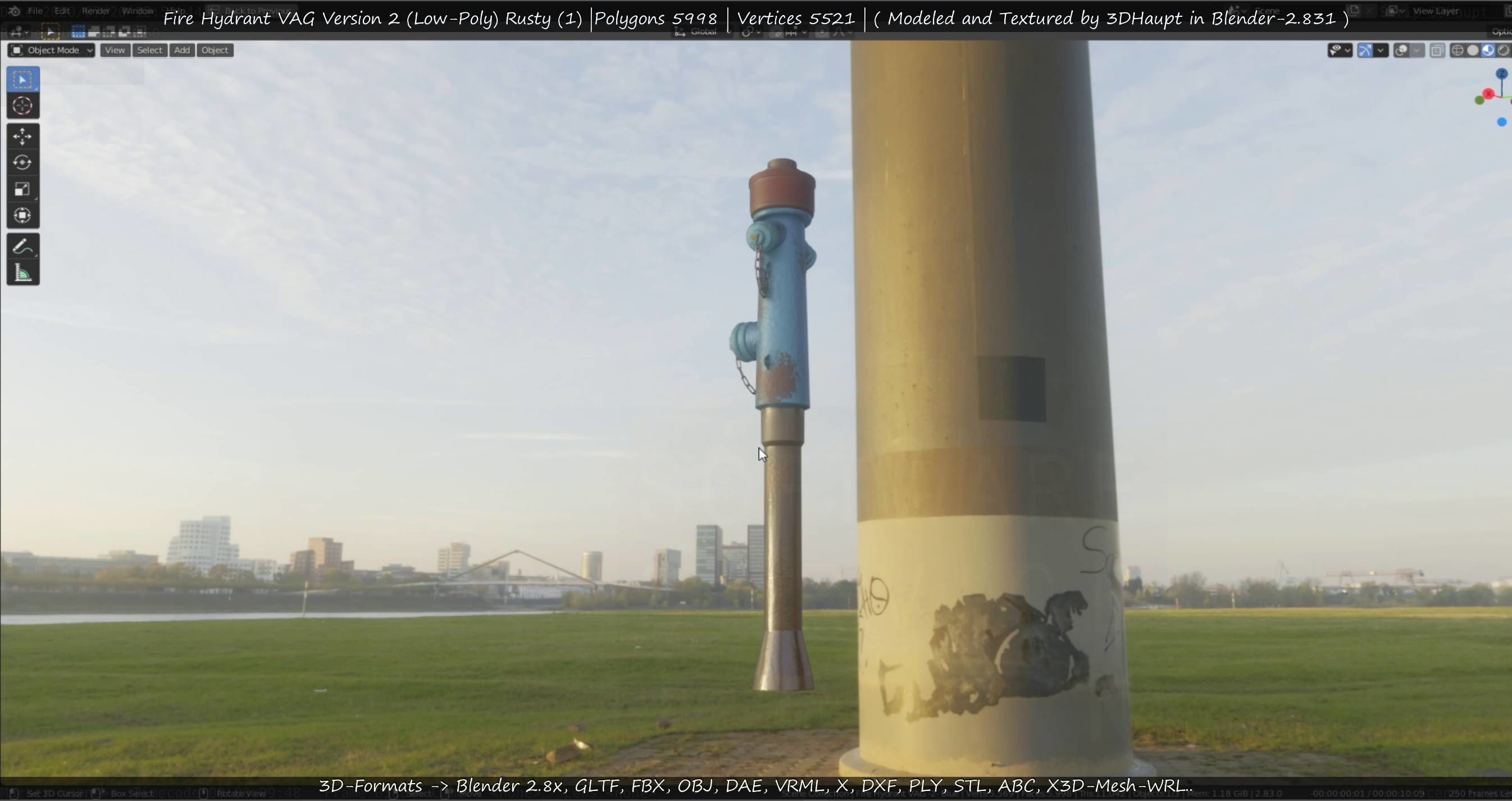 Blue Fire Hydrant VAG - Version 2 - Rusty 1 Low-poly 3D model_82