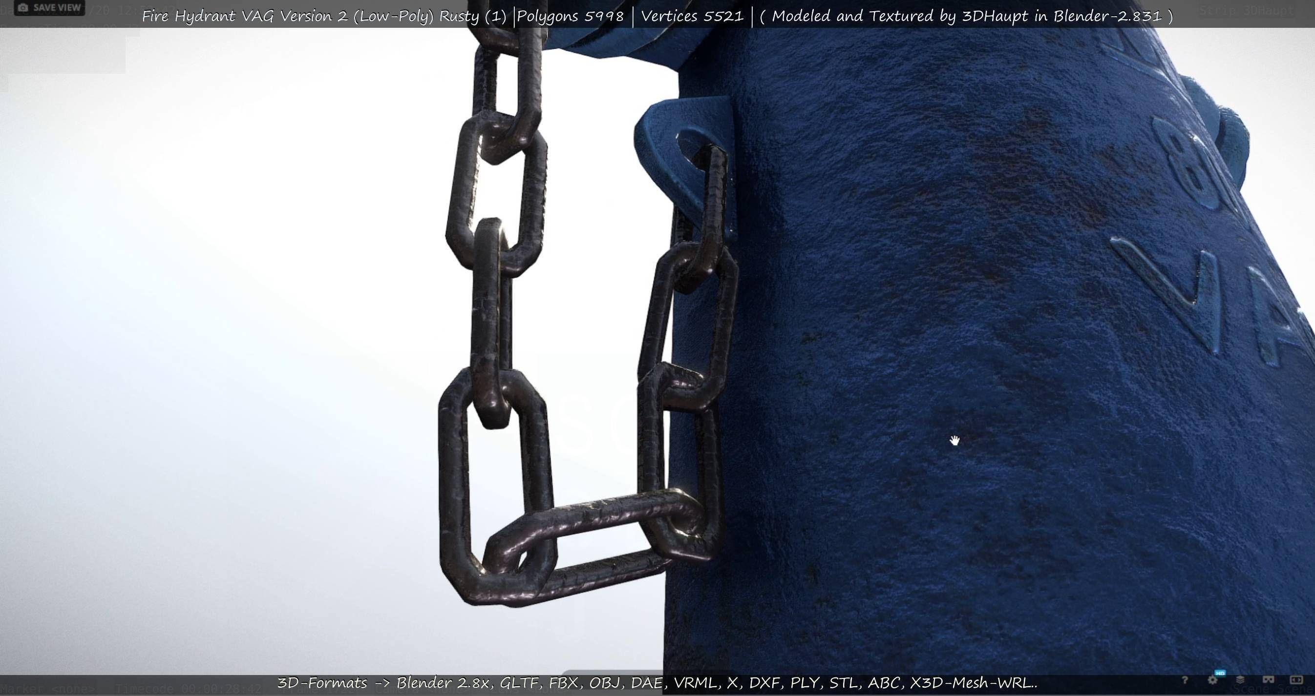  Blue Fire Hydrant VAG - Version 2 - Rusty 1 Low-poly 3D model_43