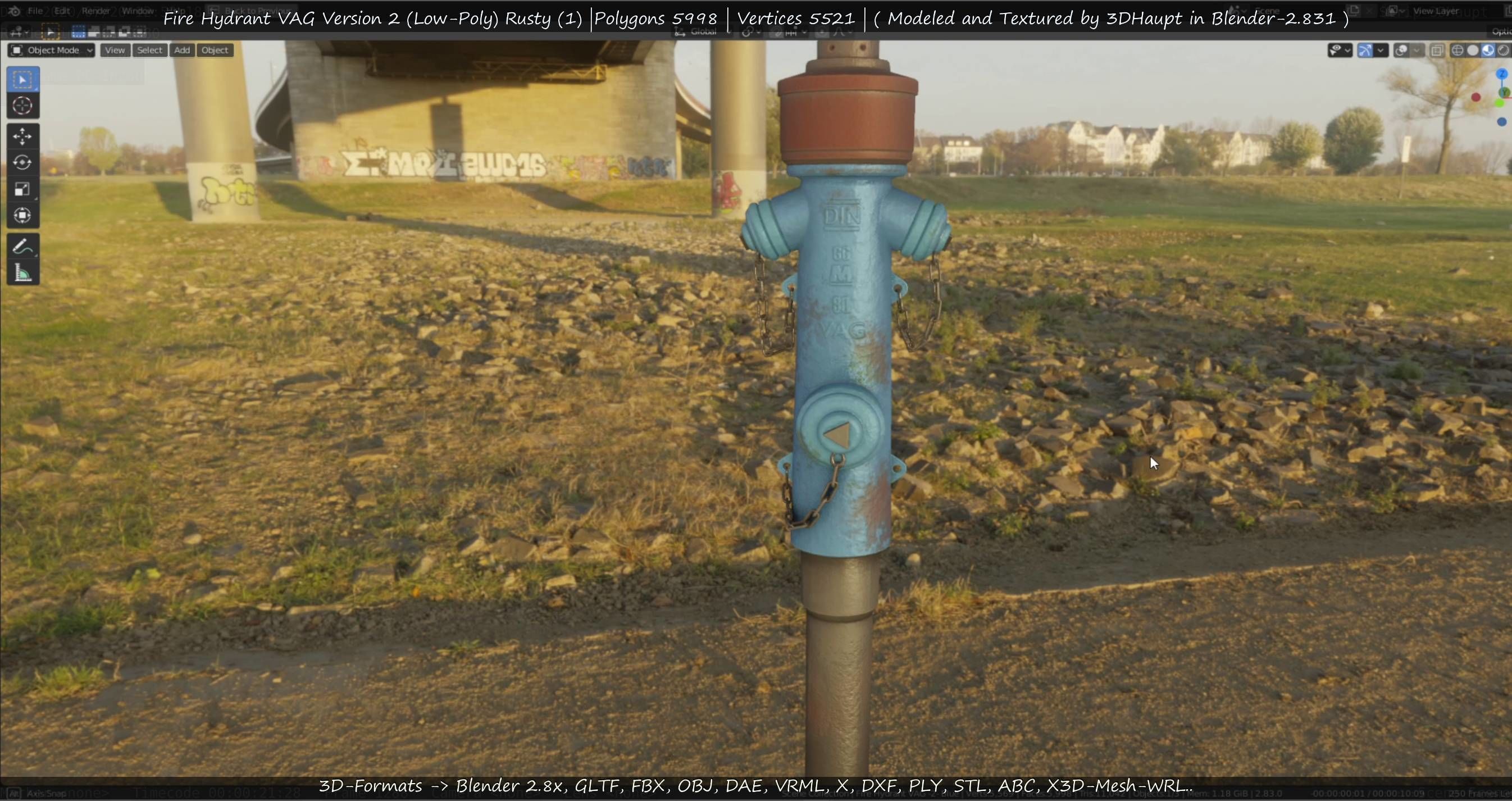  Blue Fire Hydrant VAG - Version 2 - Rusty 1 Low-poly 3D model_48