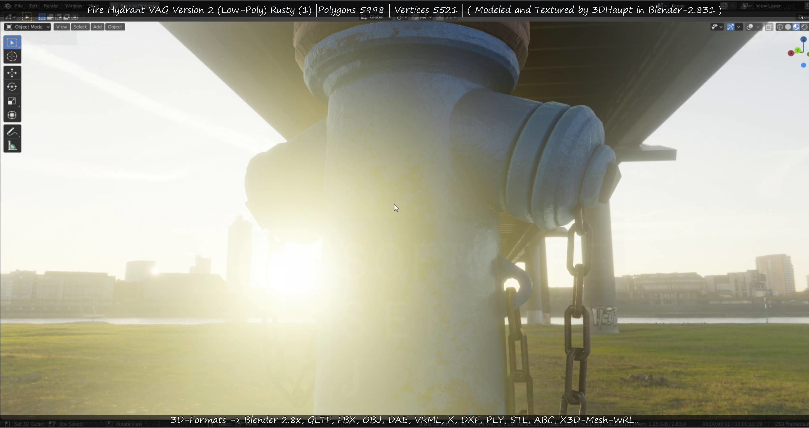  Blue Fire Hydrant VAG - Version 2 - Rusty 1 Low-poly 3D model_63