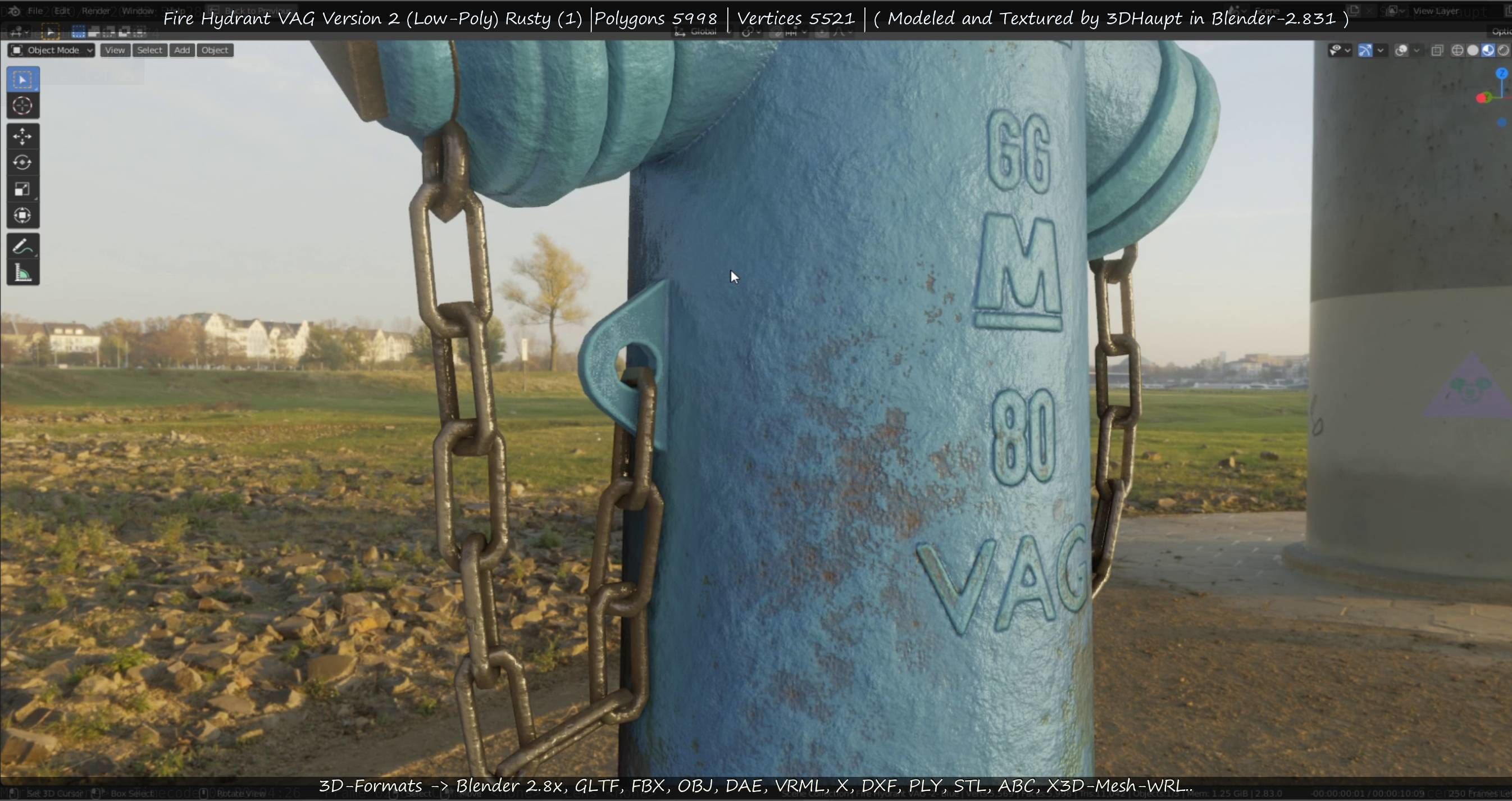  Blue Fire Hydrant VAG - Version 2 - Rusty 1 Low-poly 3D model_28