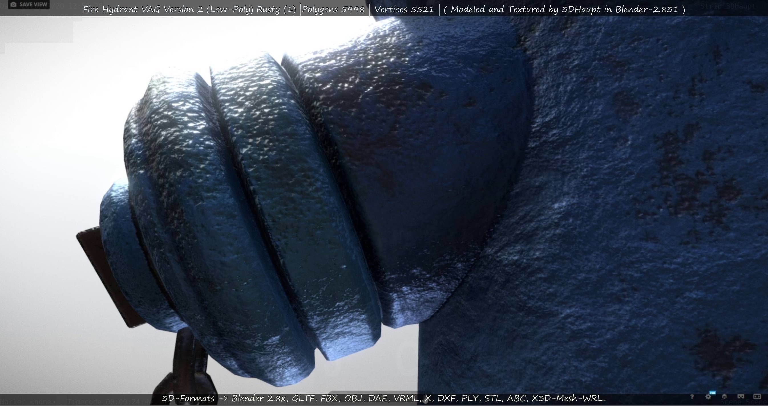  Blue Fire Hydrant VAG - Version 2 - Rusty 1 Low-poly 3D model_135
