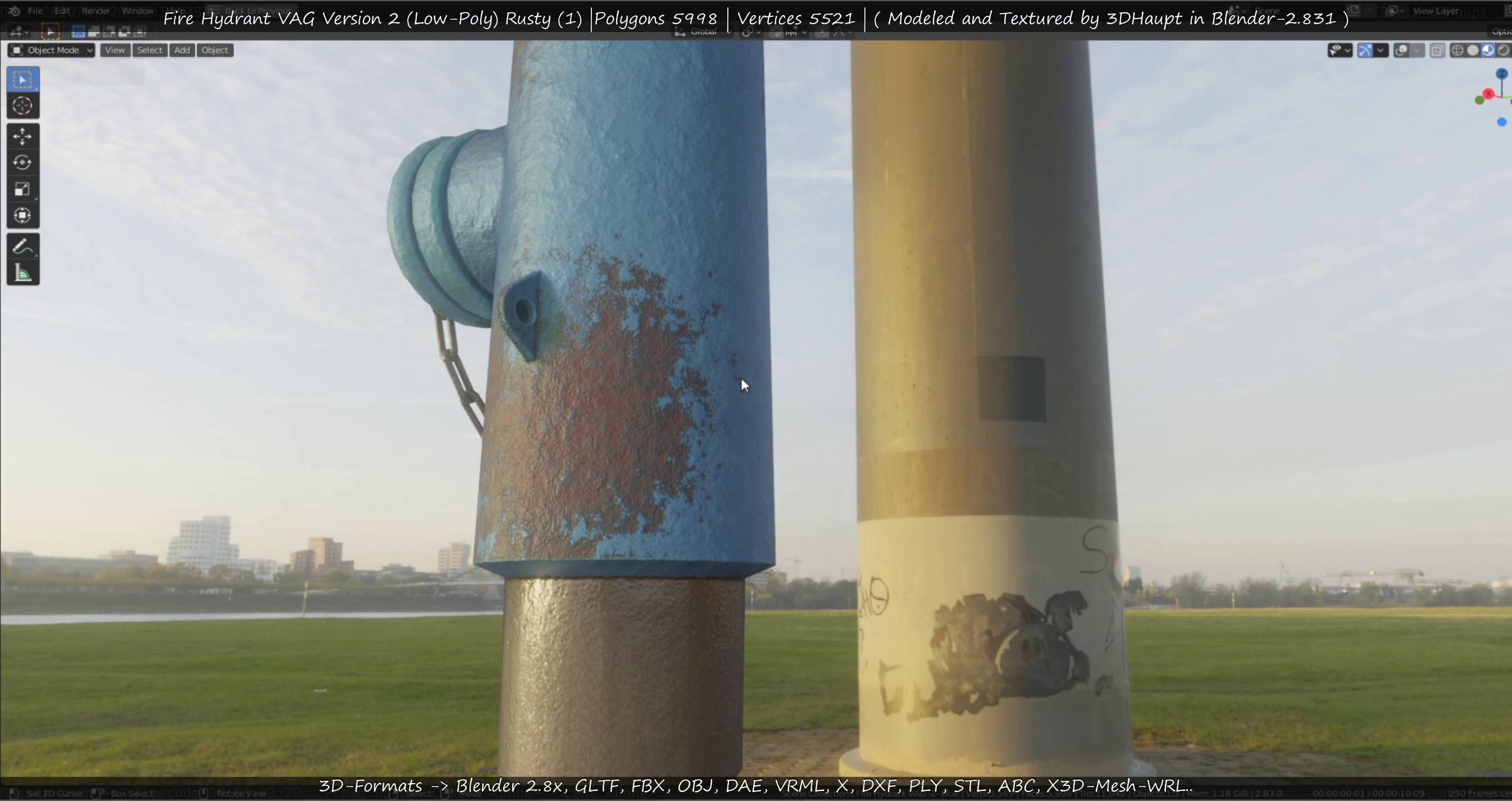  Blue Fire Hydrant VAG - Version 2 - Rusty 1 Low-poly 3D model_83