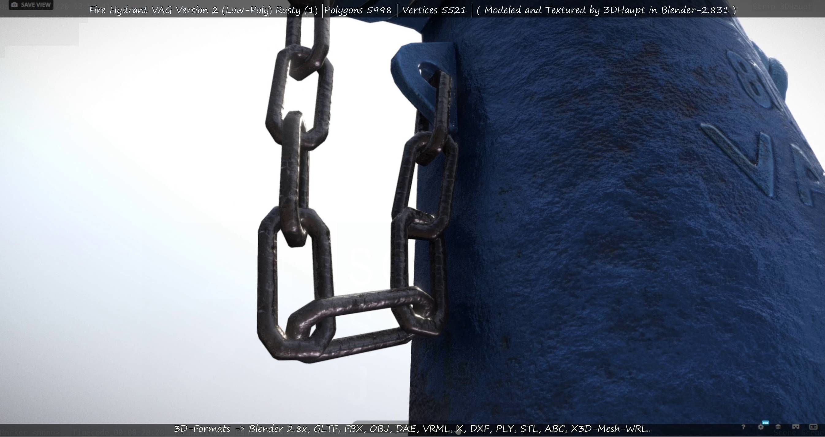  Blue Fire Hydrant VAG - Version 2 - Rusty 1 Low-poly 3D model_17