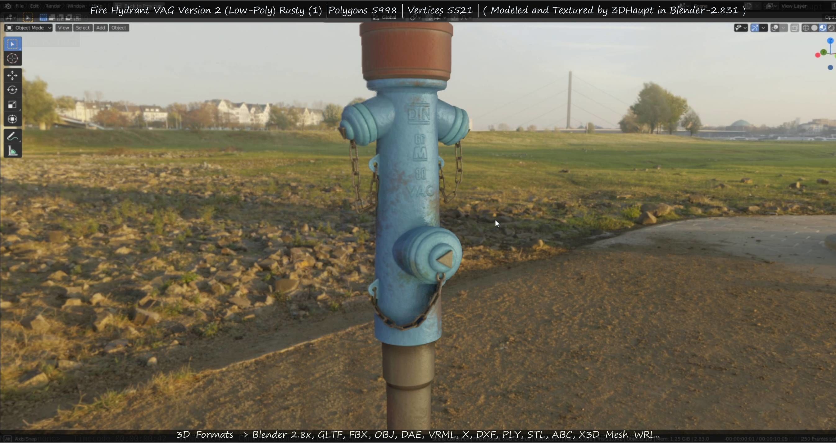  Blue Fire Hydrant VAG - Version 2 - Rusty 1 Low-poly 3D model_53
