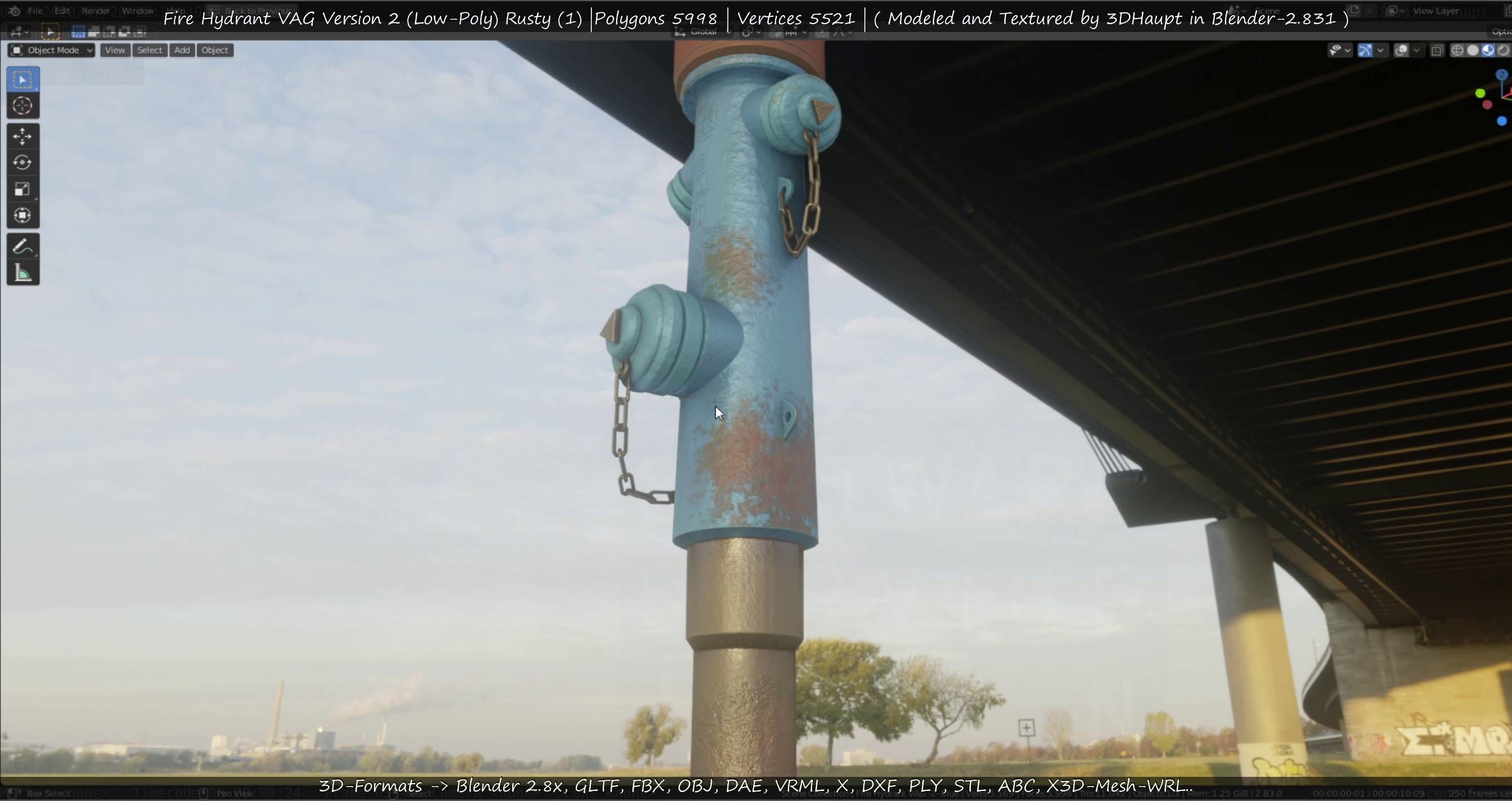  Blue Fire Hydrant VAG - Version 2 - Rusty 1 Low-poly 3D model_81