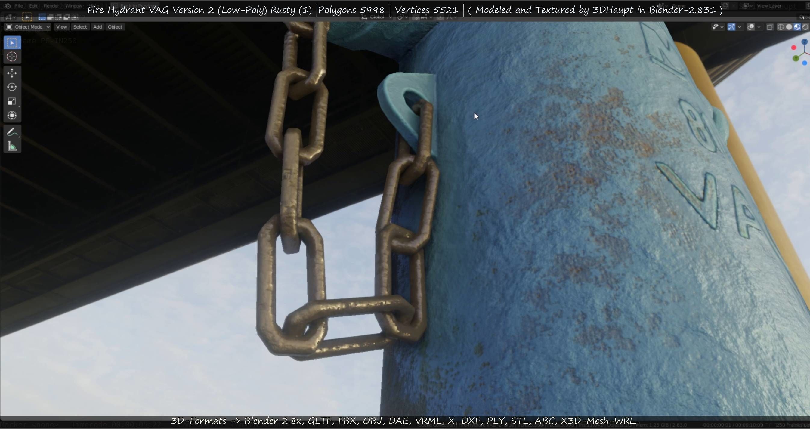  Blue Fire Hydrant VAG - Version 2 - Rusty 1 Low-poly 3D model_67