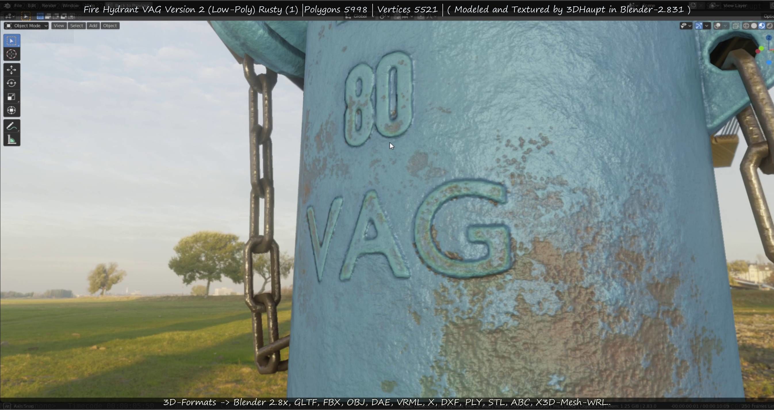  Blue Fire Hydrant VAG - Version 2 - Rusty 1 Low-poly 3D model_69