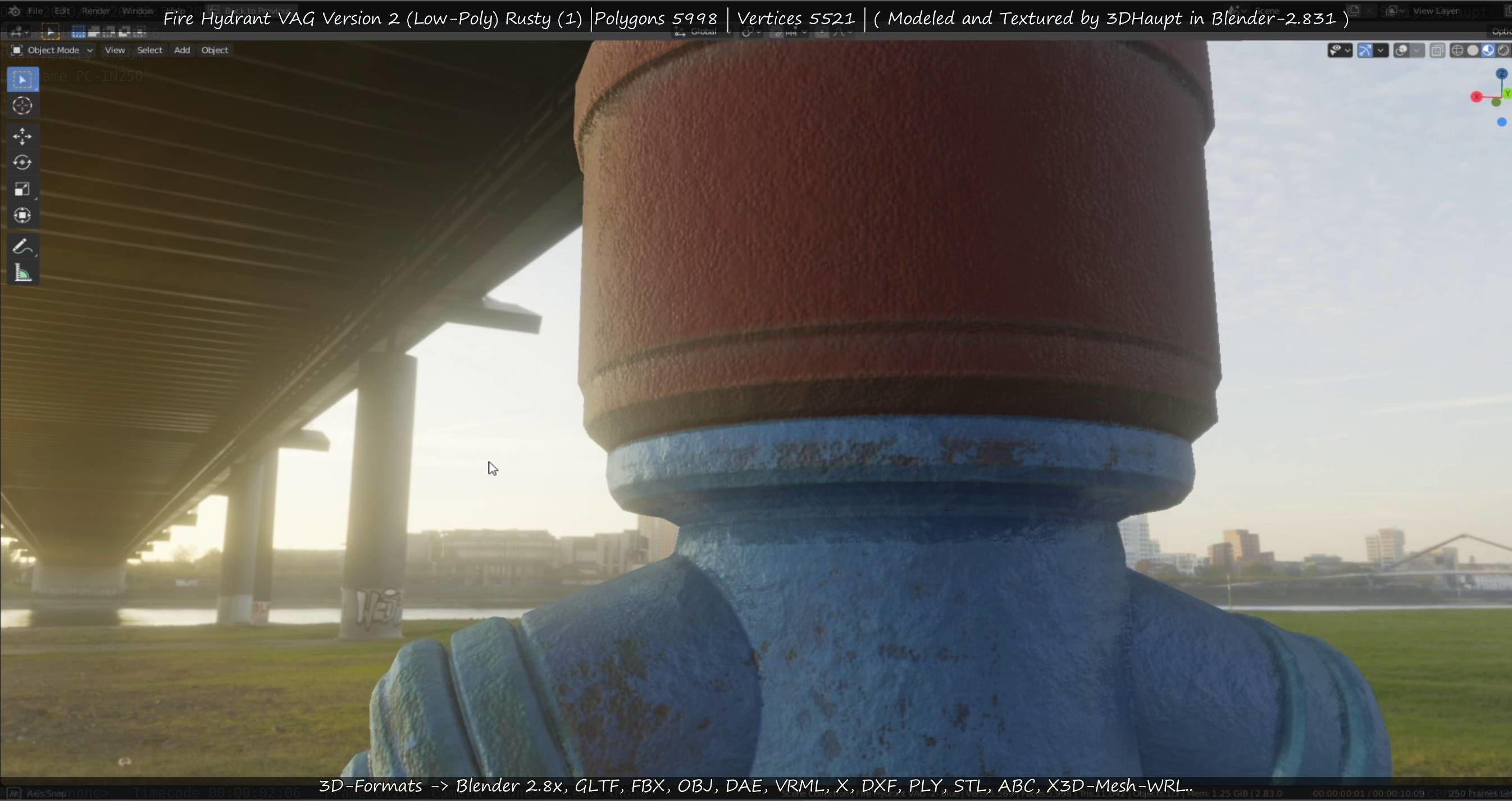  Blue Fire Hydrant VAG - Version 2 - Rusty 1 Low-poly 3D model_55