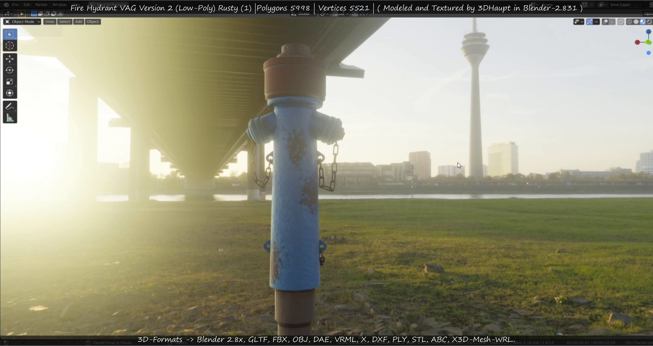  Blue Fire Hydrant VAG - Version 2 - Rusty 1 Low-poly 3D model_127