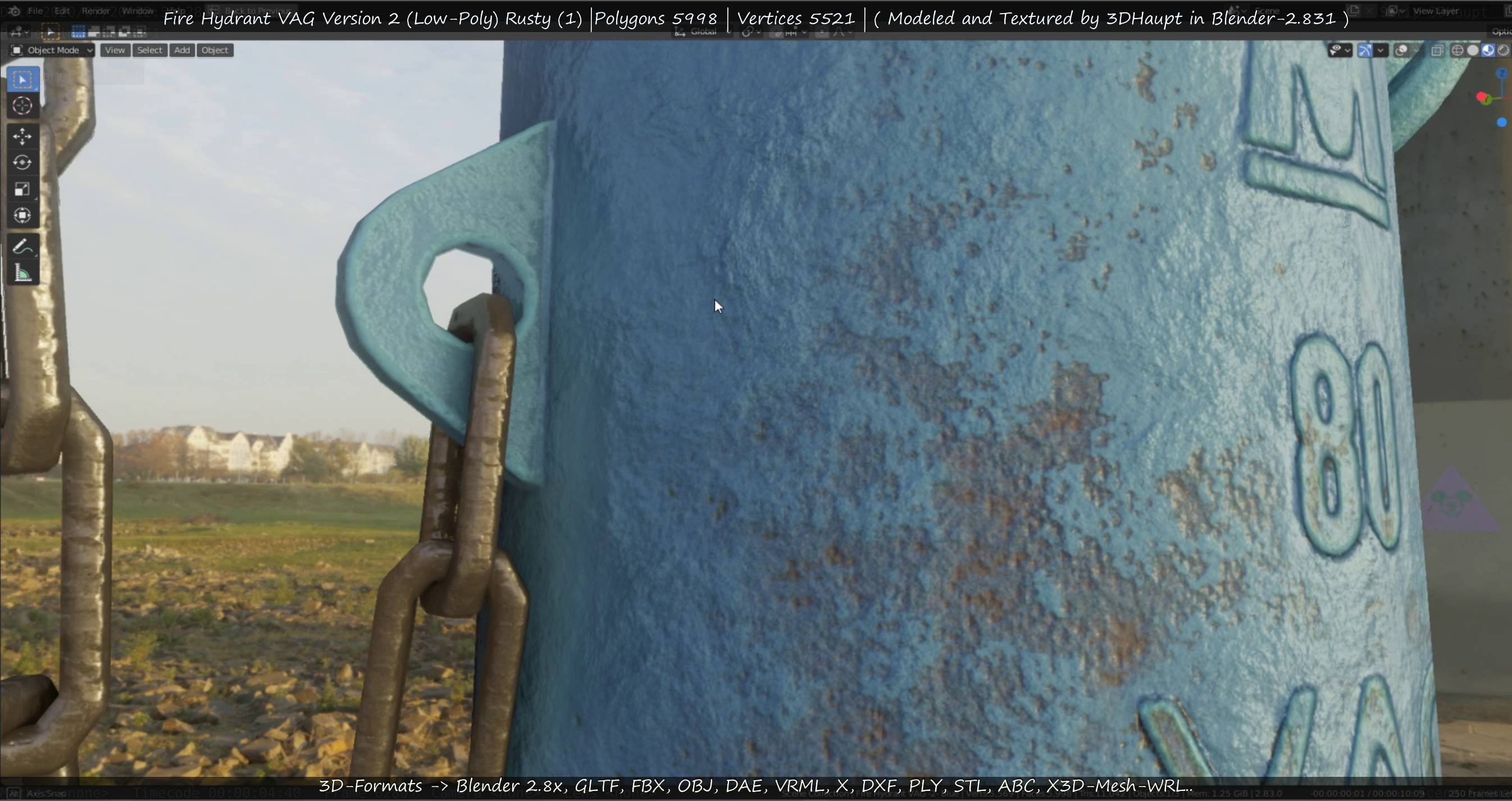  Blue Fire Hydrant VAG - Version 2 - Rusty 1 Low-poly 3D model_65